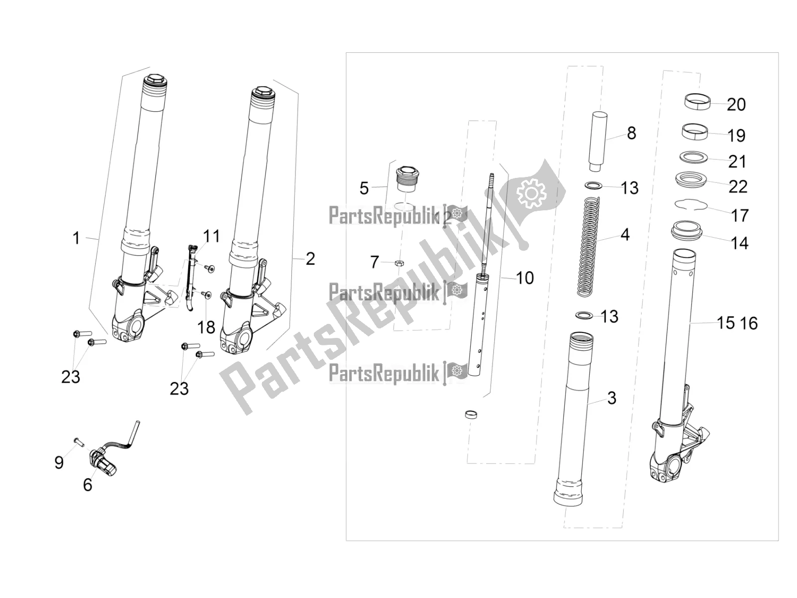 Todas las partes para Front Fork Sachs de Aprilia RSV4 1100 ABS USA 2022