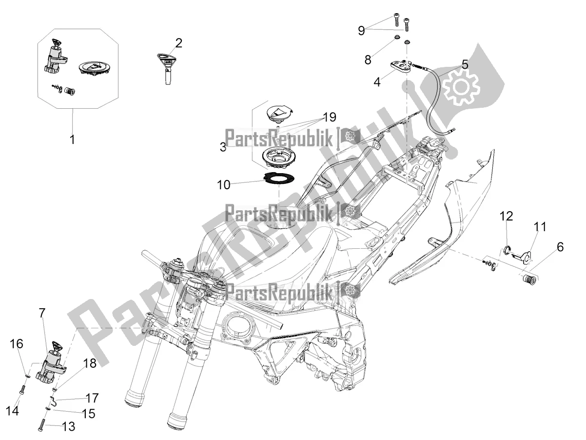 Todas as partes de Fechaduras do Aprilia RSV4 1100 ABS USA 2022