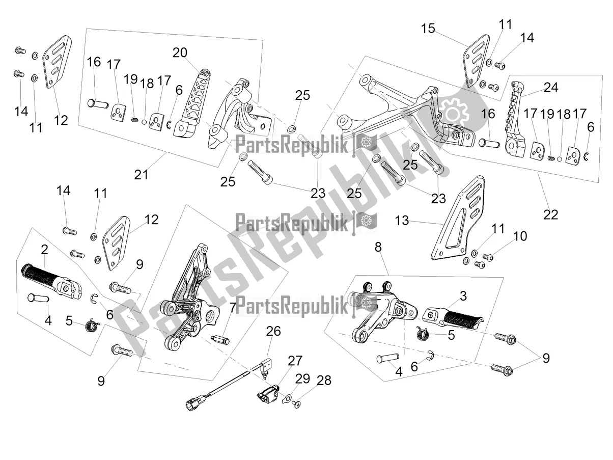 All parts for the Foot Rests of the Aprilia RSV4 1100 Factory ABS 2021