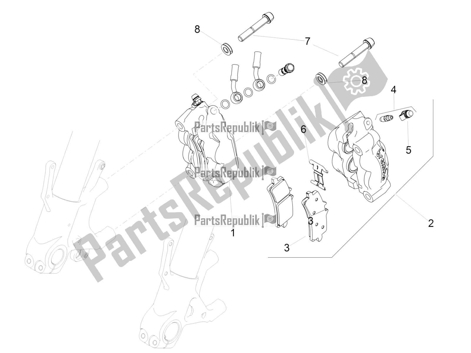 Wszystkie części do Zacisk Hamulca Przedniego Aprilia RSV4 1100 Factory ABS 2021