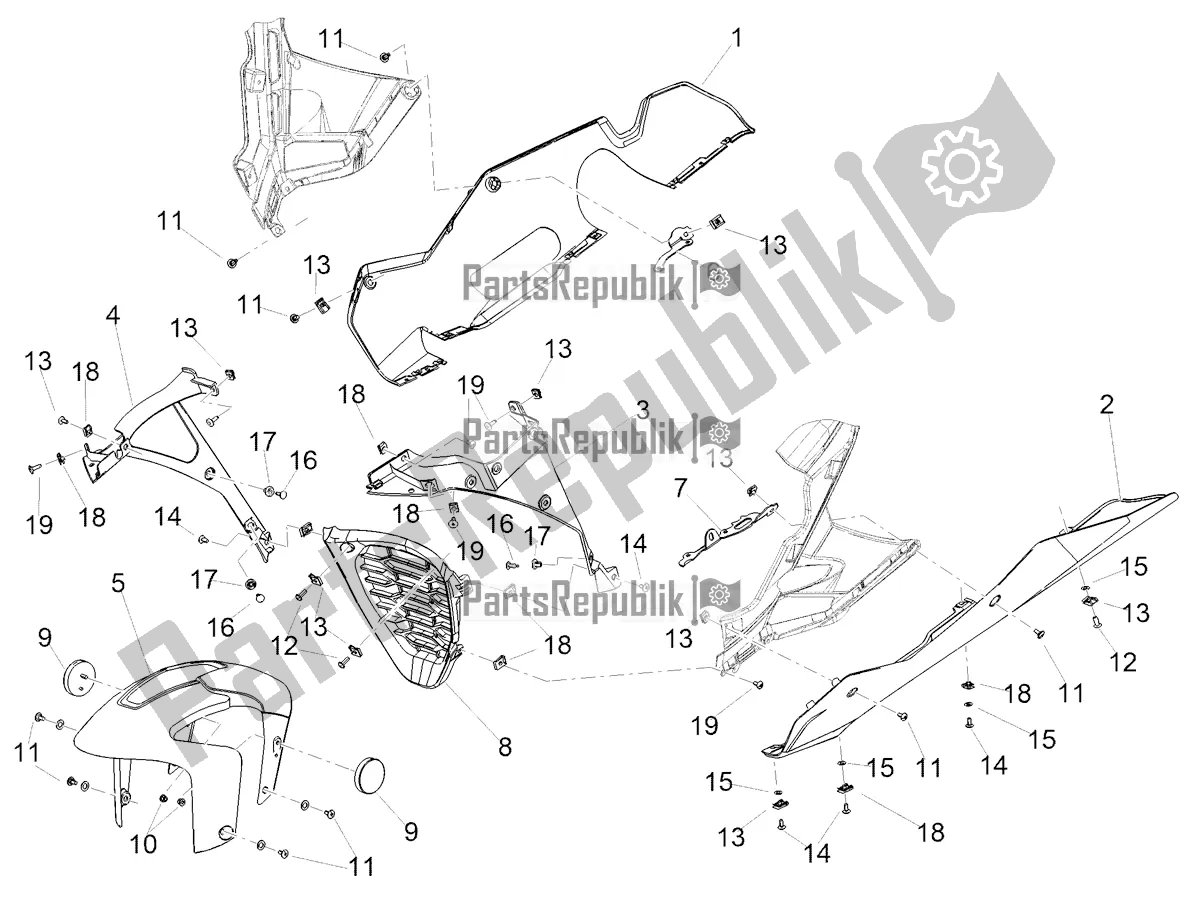 Alle onderdelen voor de Voorspatbordstijl van de Aprilia RSV4 1100 Factory ABS 2021