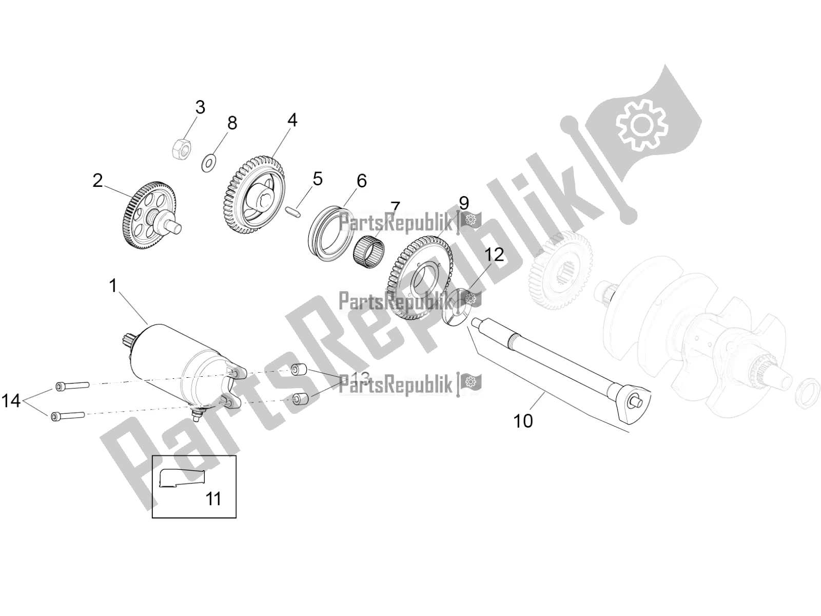 Alle onderdelen voor de Starter / Elektrische Starter van de Aprilia RSV4 1100 Factory ABS 2021