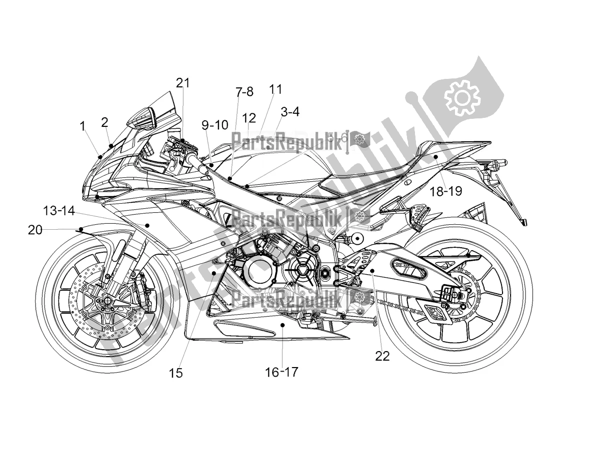 All parts for the Decal of the Aprilia RSV4 1100 Factory ABS 2022