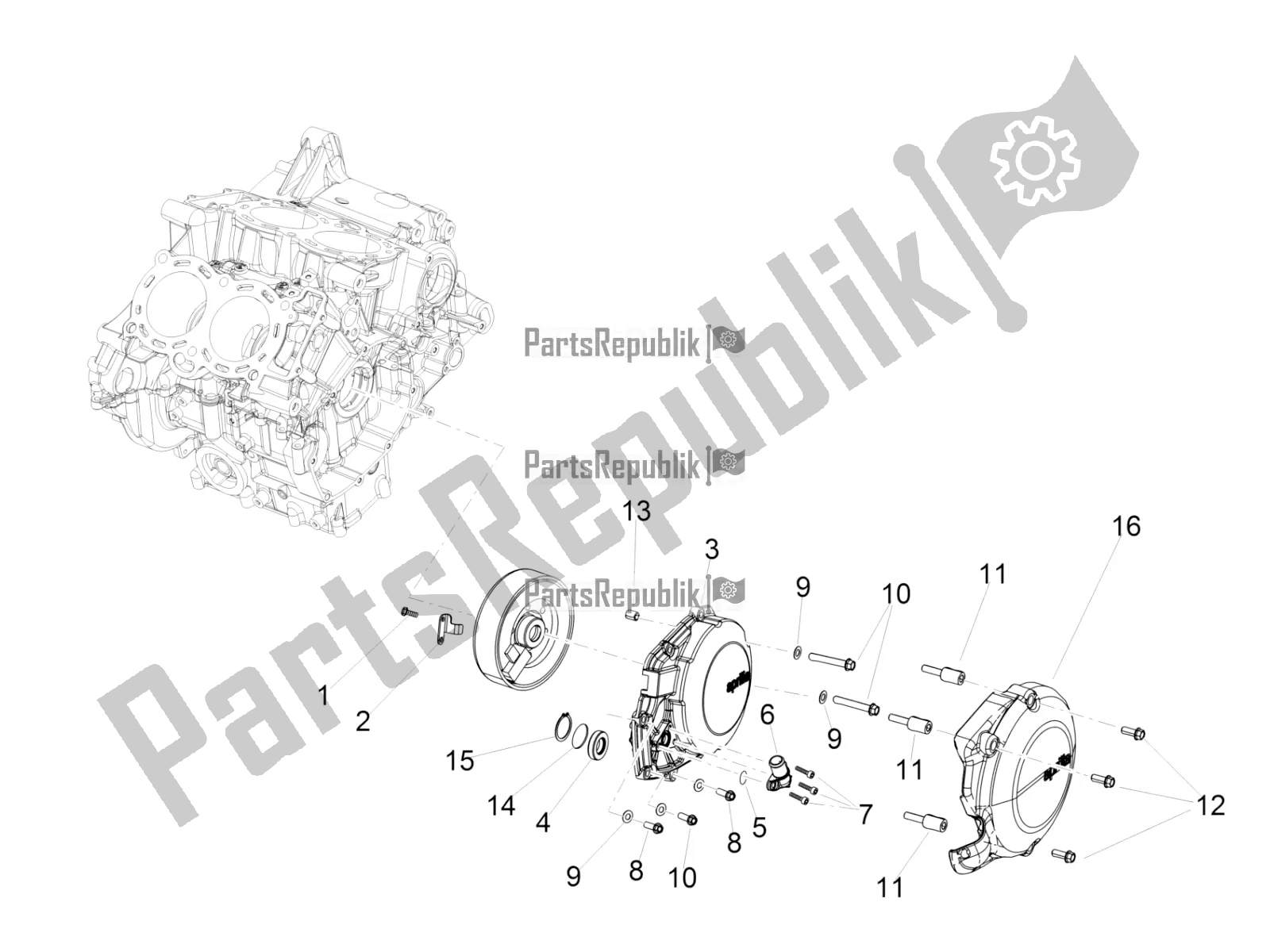 All parts for the Flywheel Cover of the Aprilia RSV4 1100 Factory ABS 2022