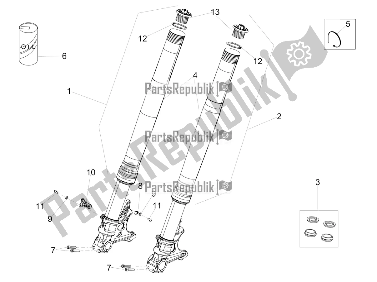 All parts for the Front Fork Ohlins of the Aprilia RSV4 1100 Factory ABS 2022