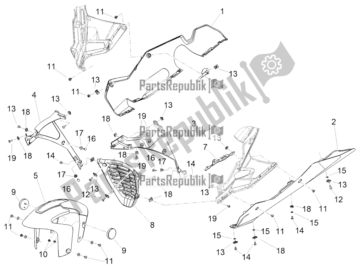 Todas as partes de Pilar-guarda-lamas Dianteiro do Aprilia RSV4 1100 Factory ABS 2022