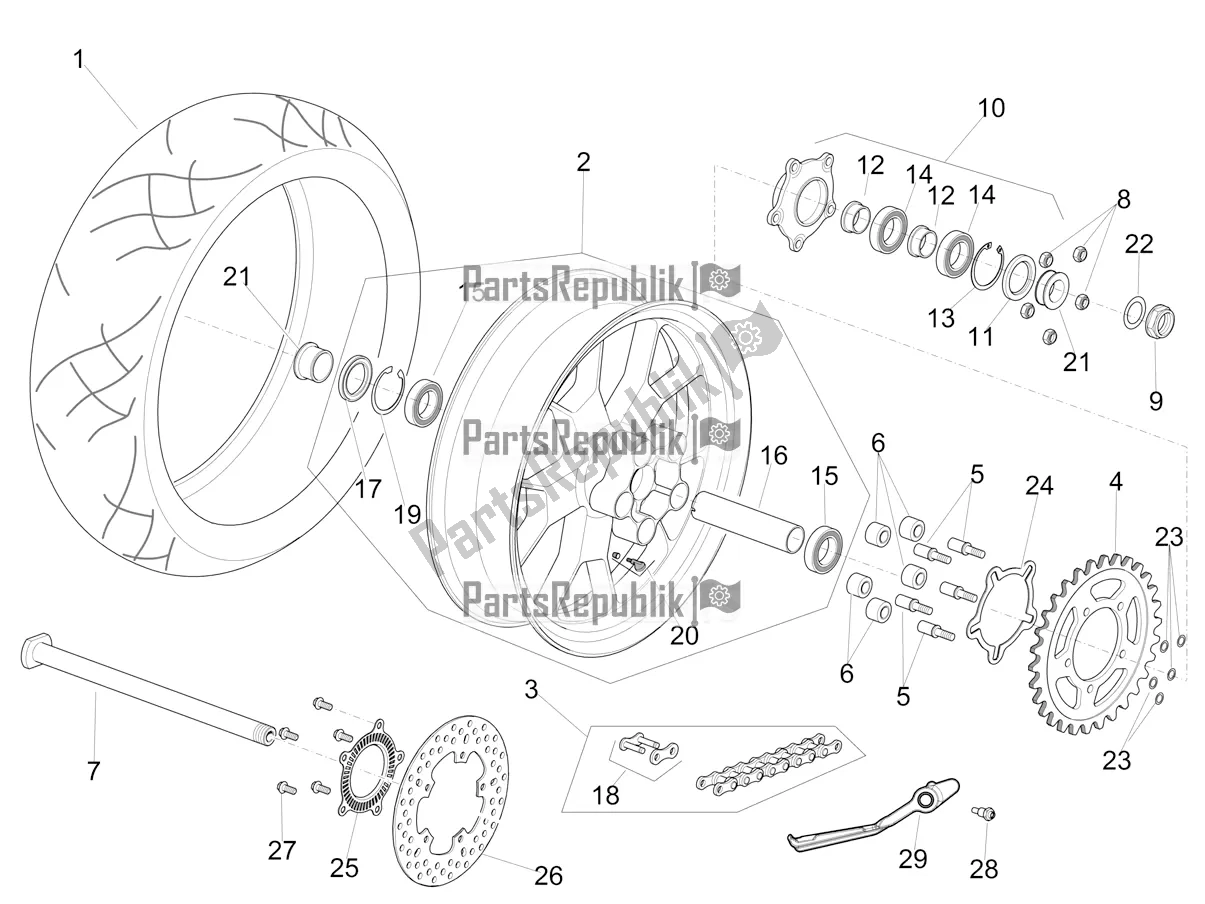 Todas as partes de Roda Traseira do Aprilia RSV4 1100 Factory ABS 2022