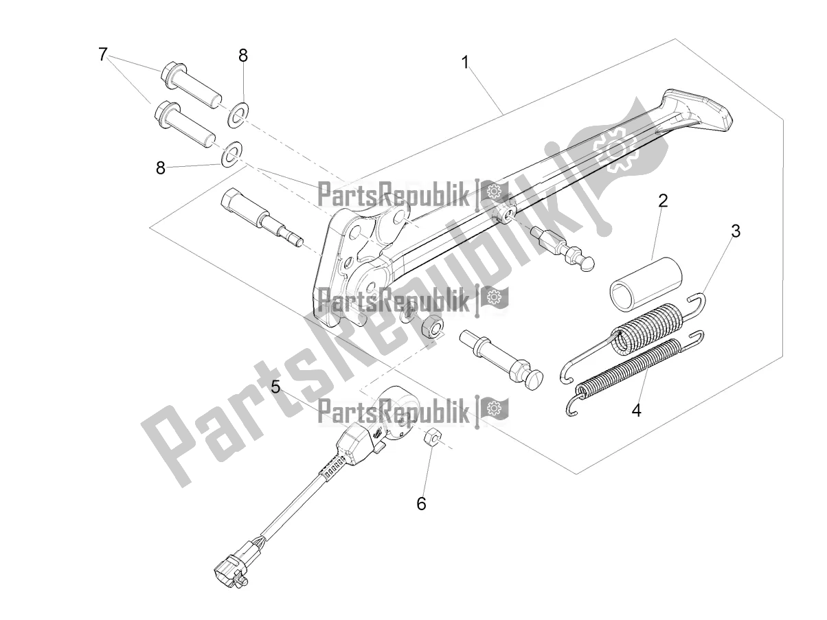 All parts for the Central Stand of the Aprilia RSV4 1100 Factory ABS Apac 2021