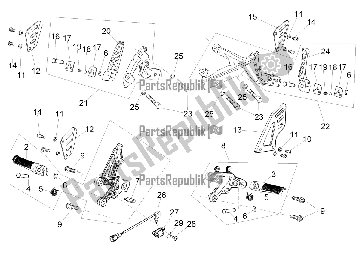 All parts for the Foot Rests of the Aprilia RSV4 1100 Factory ABS Apac 2021