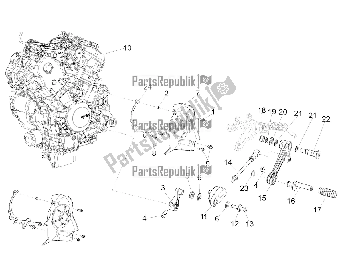 All parts for the Engine-completing Part-lever of the Aprilia RSV4 1100 Factory ABS Apac 2022