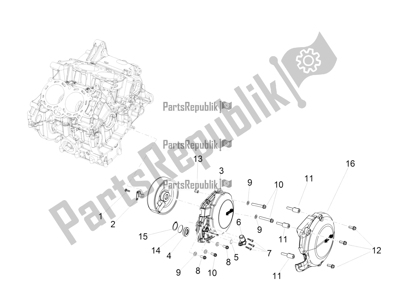 All parts for the Flywheel Cover of the Aprilia RSV4 1100 Factory ABS Apac 2022