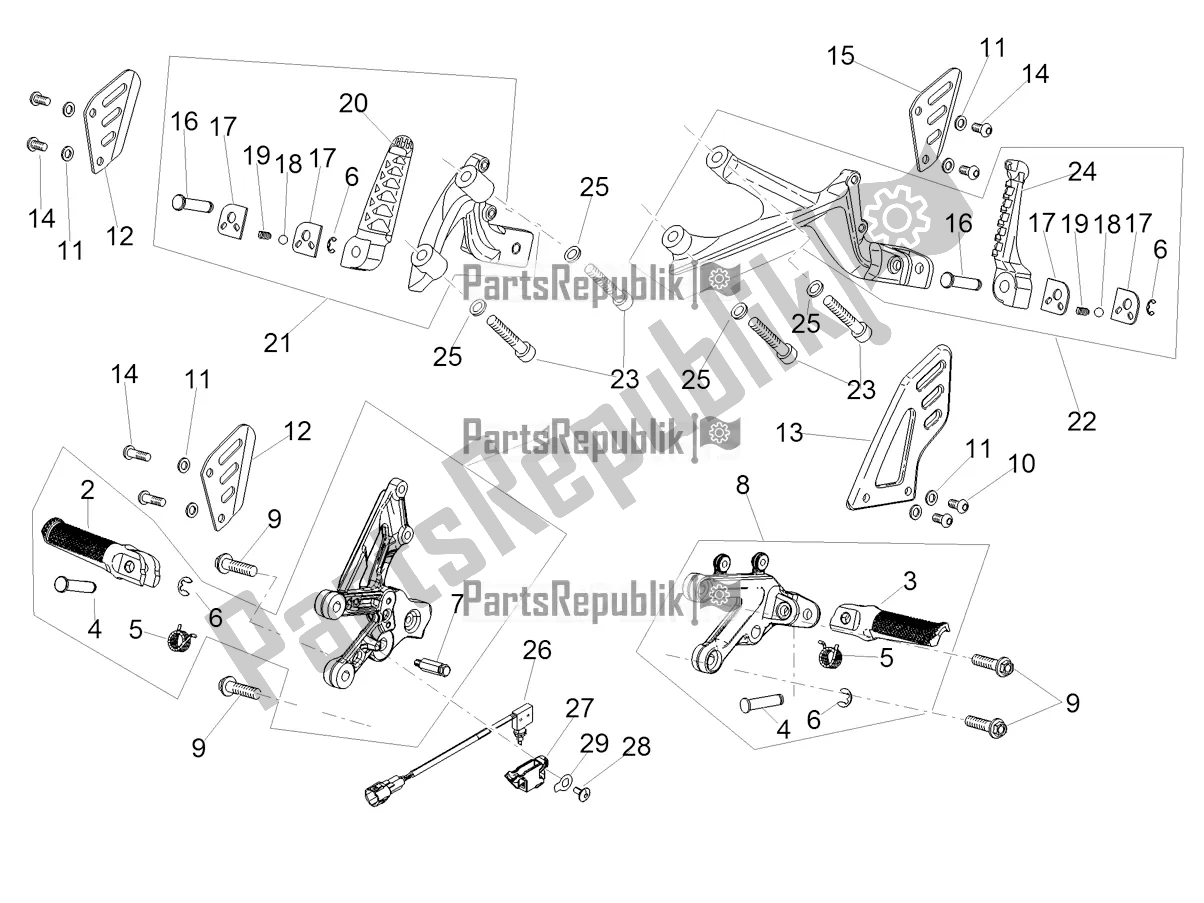 Alle onderdelen voor de Voetsteunen van de Aprilia RSV4 1100 Factory ABS Apac 2022