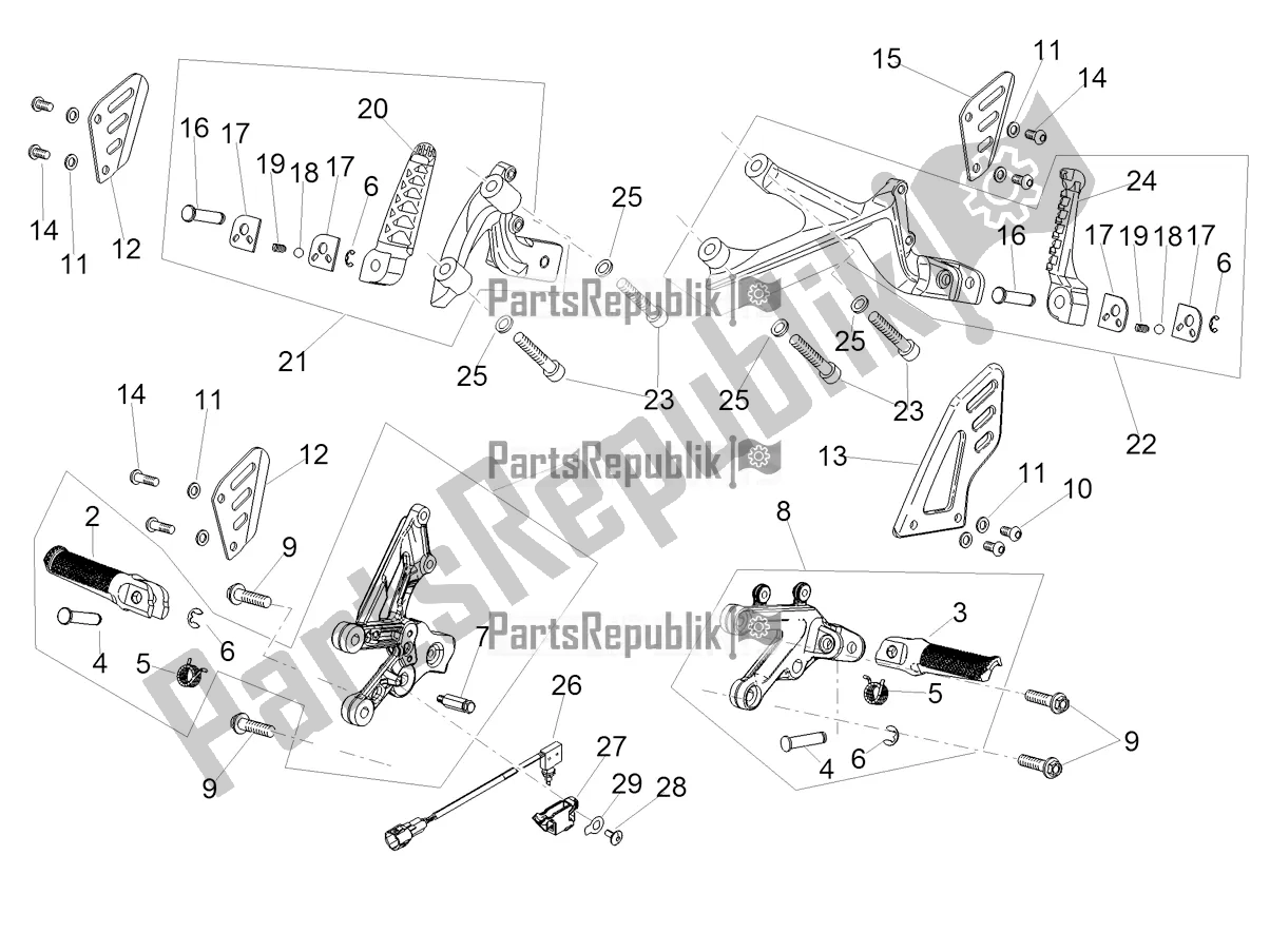 All parts for the Foot Rests of the Aprilia RSV4 1100 Factory ABS Apac 2022