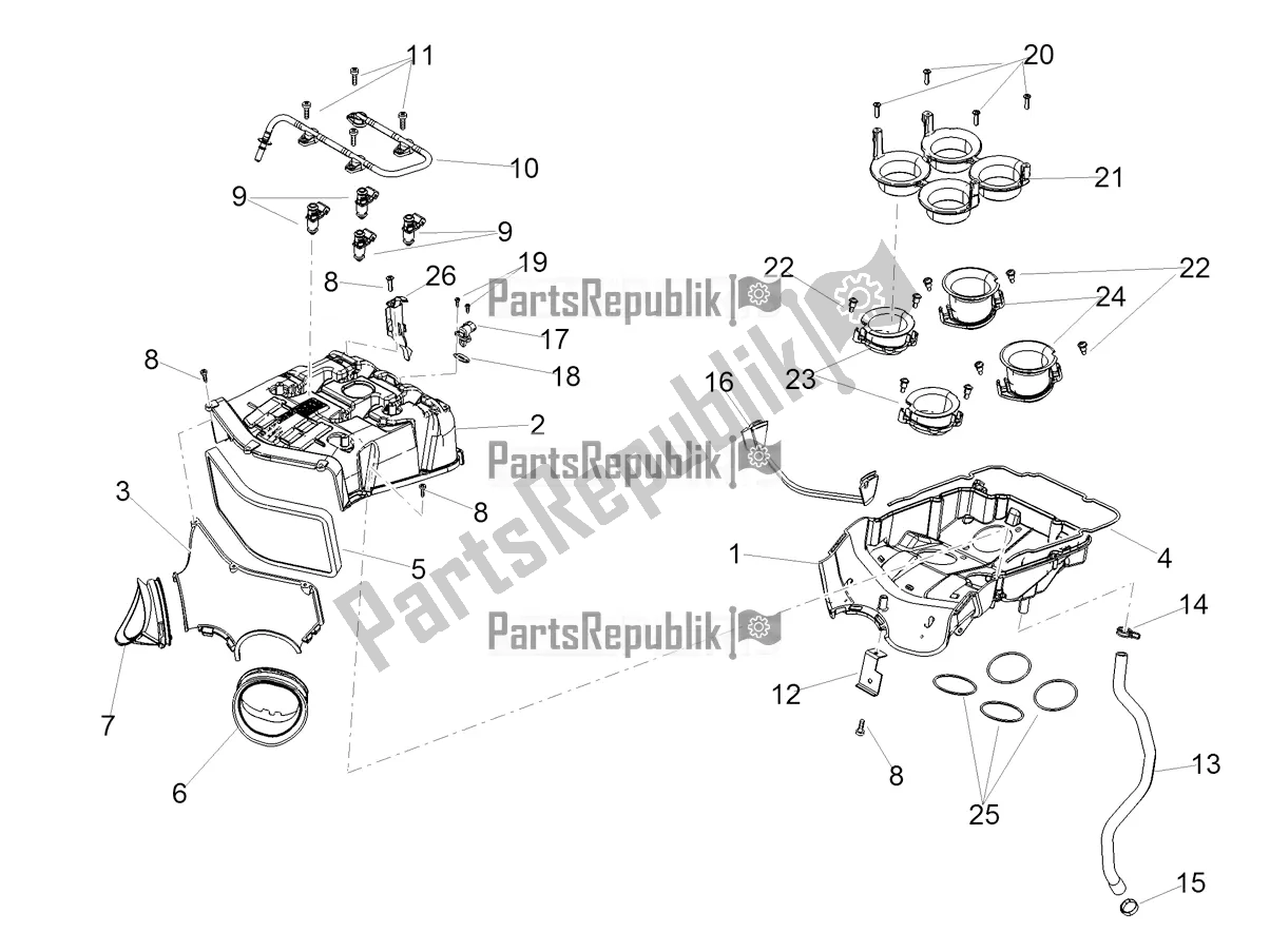 All parts for the Air Box of the Aprilia RSV4 1100 Factory ABS USA 2021