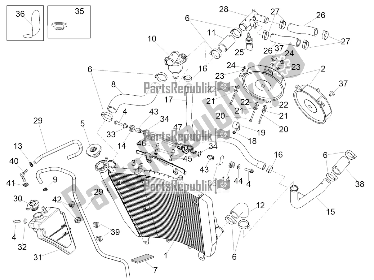 All parts for the Cooling System of the Aprilia RSV4 1100 Factory ABS USA 2021