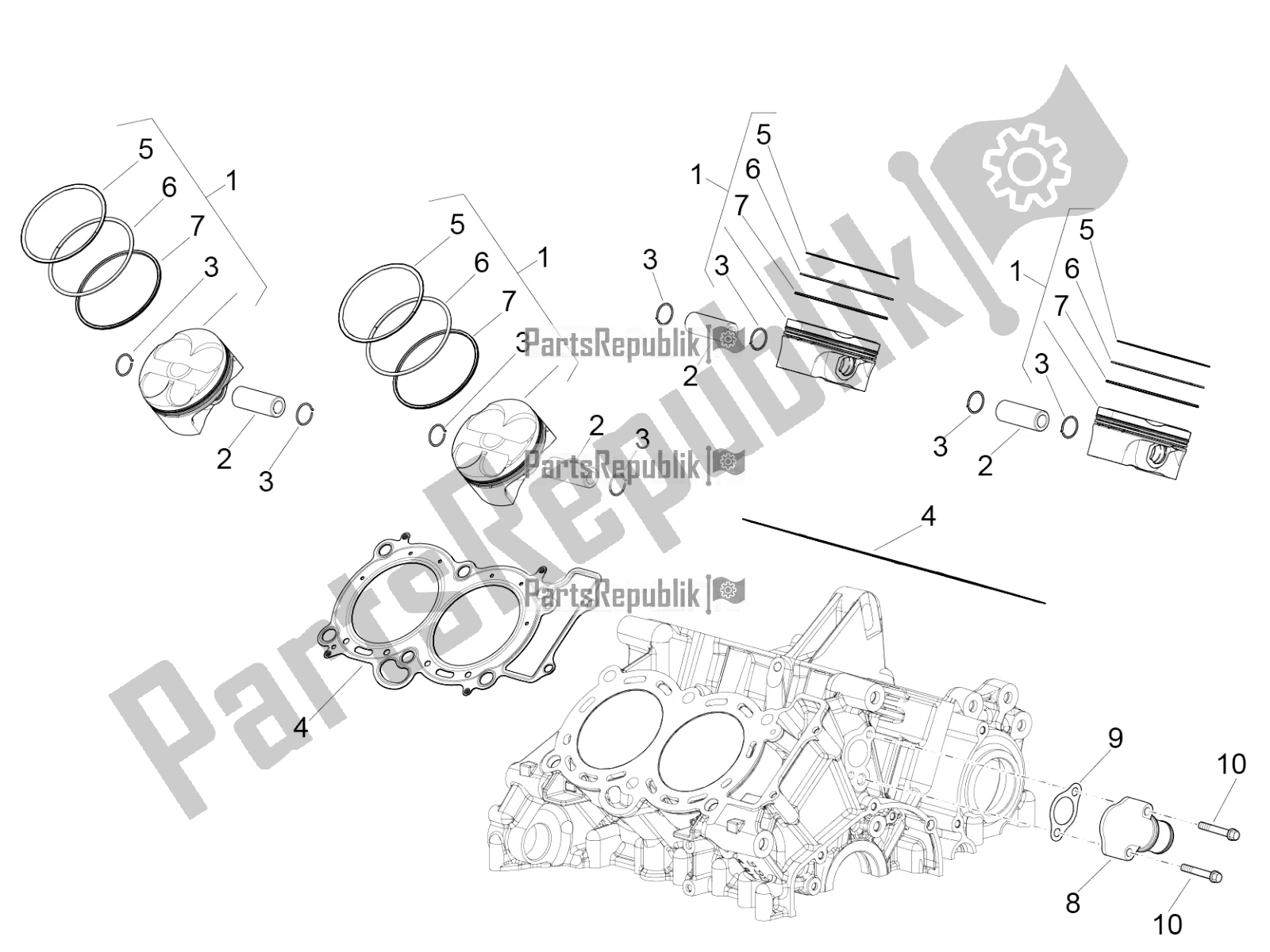All parts for the Cylinder - Piston of the Aprilia RSV4 1100 Factory ABS USA 2021