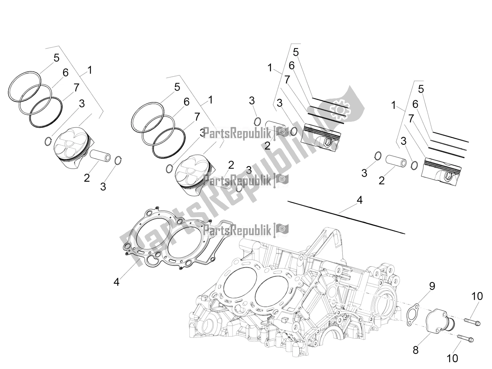 Tutte le parti per il Cilindro - Pistone del Aprilia RSV4 1100 Factory ABS USA 2021