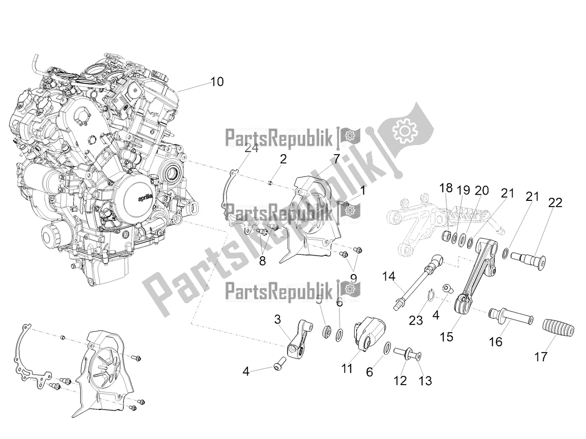 All parts for the Engine-completing Part-lever of the Aprilia RSV4 1100 Factory ABS USA 2021