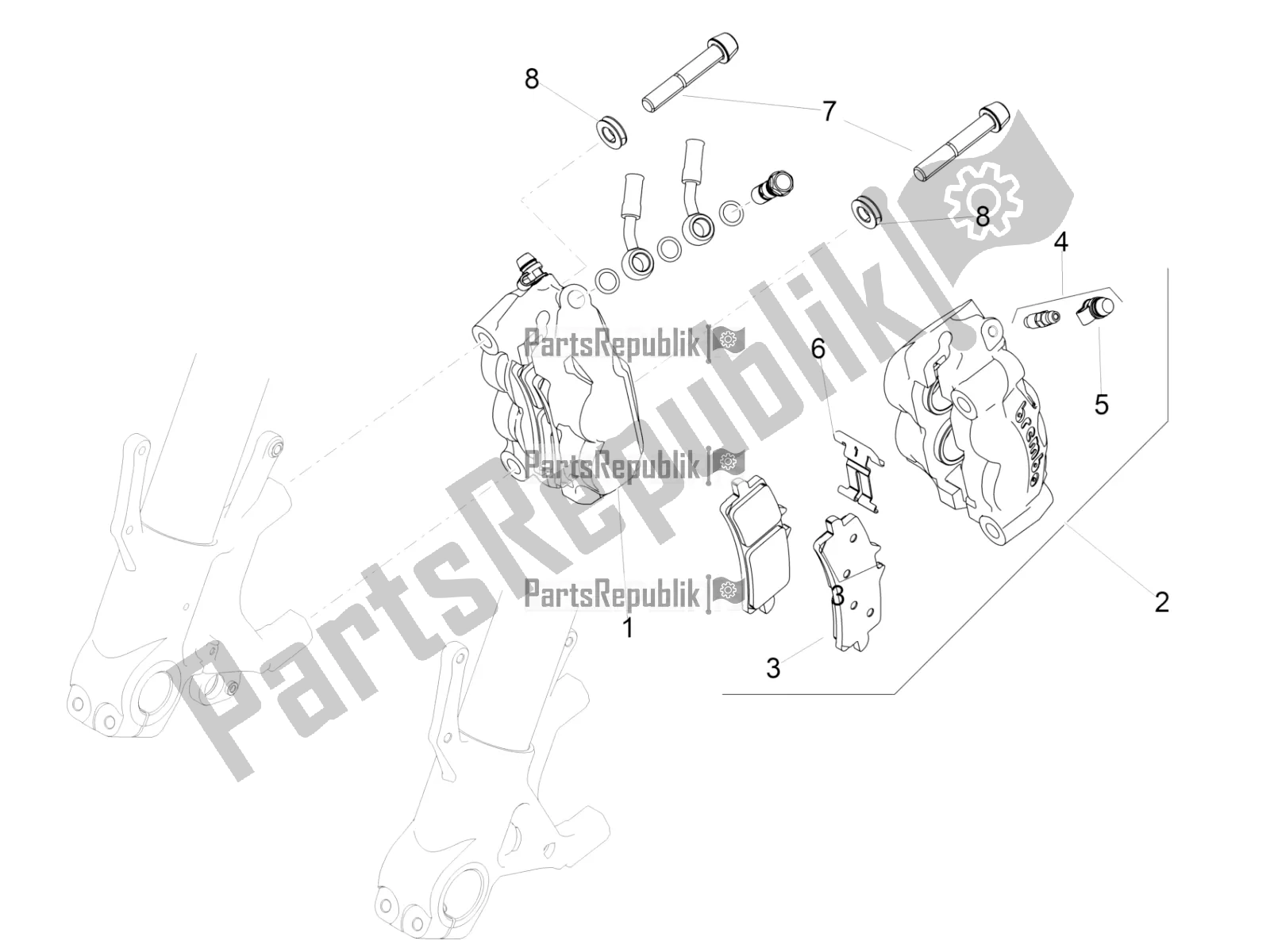 Tutte le parti per il Pinza Freno Anteriore del Aprilia RSV4 1100 Factory ABS USA 2021