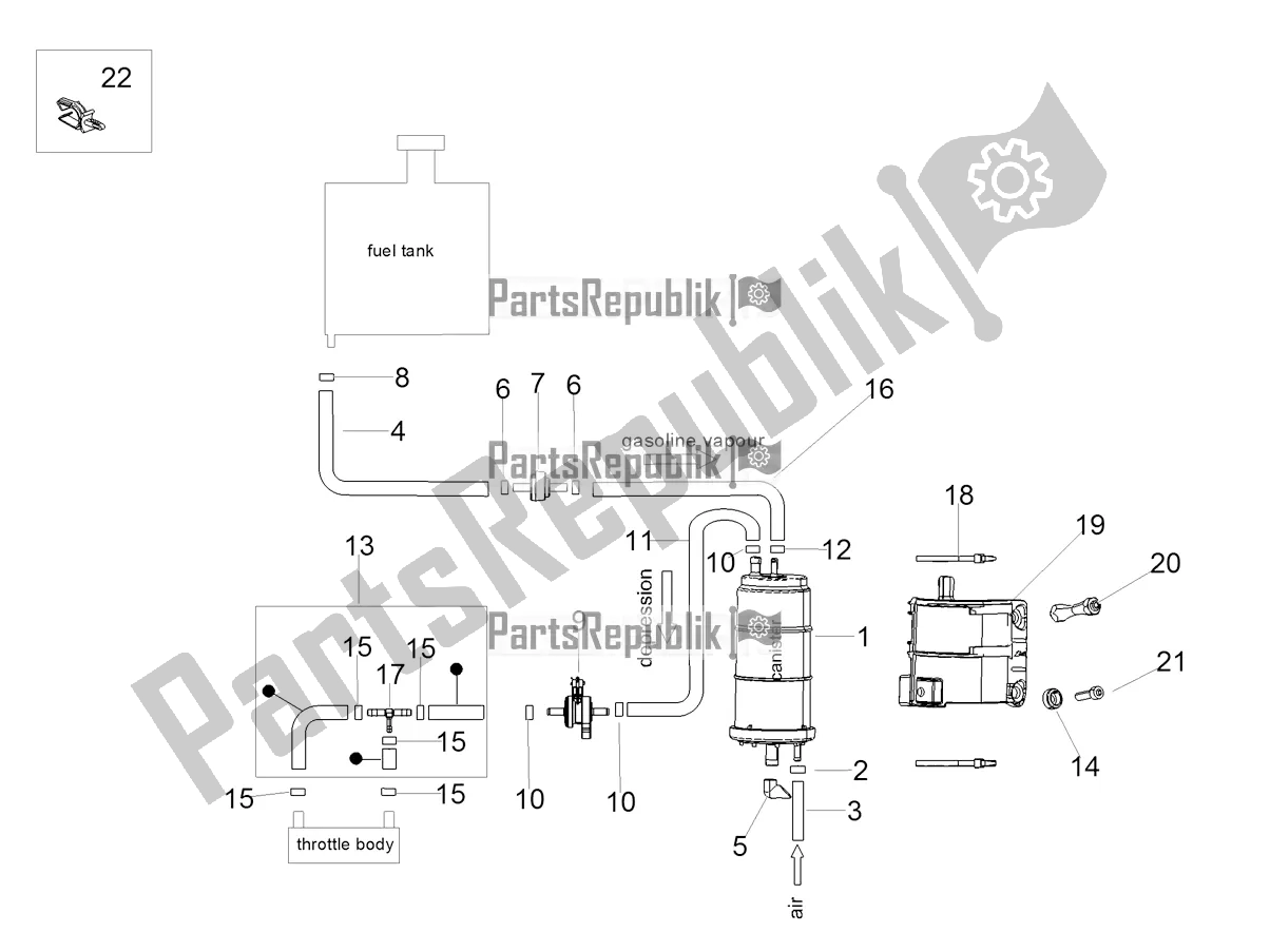 Wszystkie części do System Odzyskiwania Oparów Paliwa Aprilia RSV4 1100 Factory ABS USA 2021