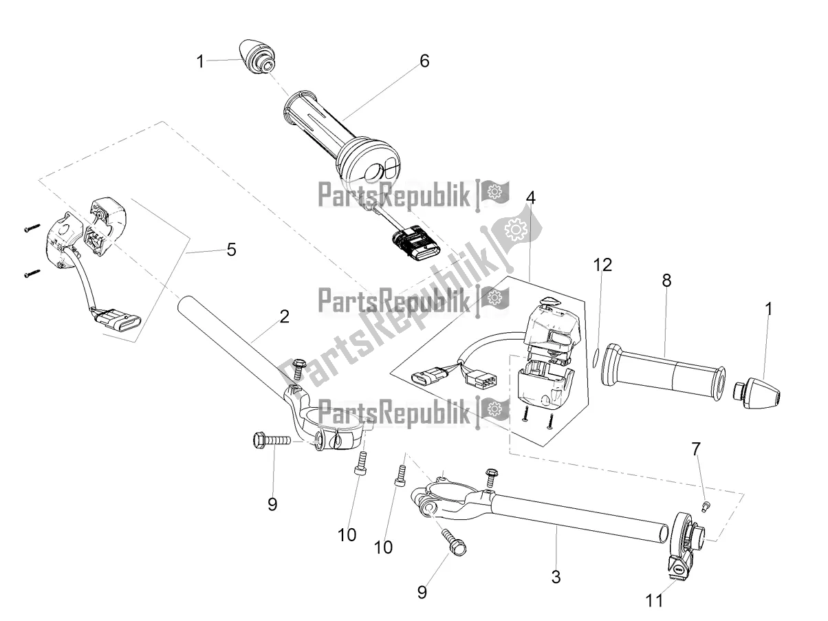 Tutte le parti per il Manubrio - Comandi del Aprilia RSV4 1100 Factory ABS USA 2021