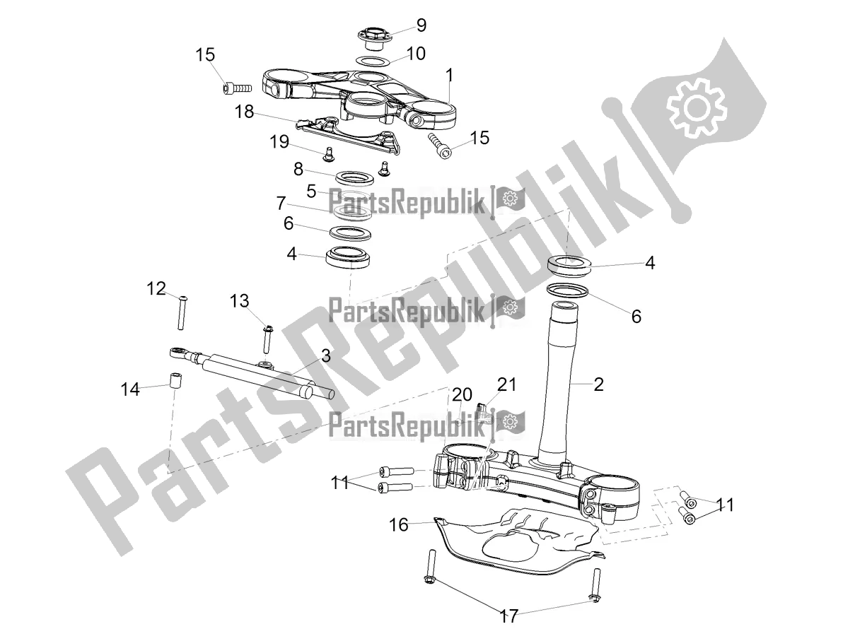 Alle onderdelen voor de Sturen van de Aprilia RSV4 1100 Factory ABS USA 2021