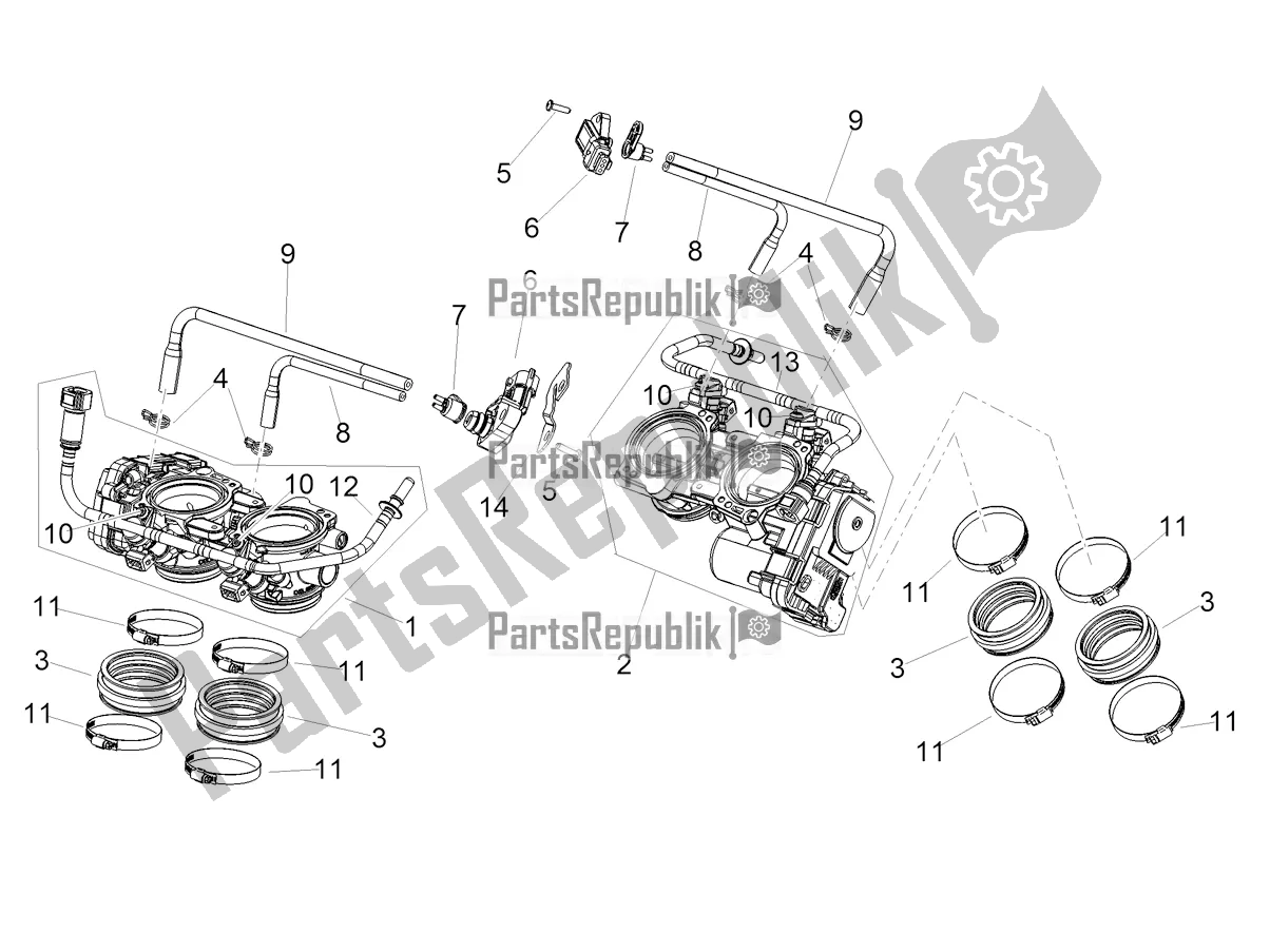 Alle Teile für das Drosselklappengehäuse des Aprilia RSV4 1100 Factory ABS USA 2021