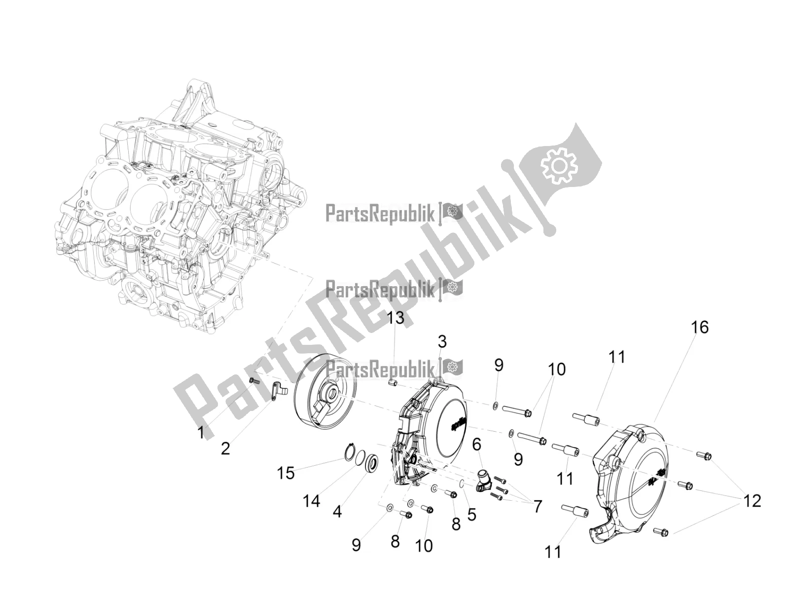 All parts for the Flywheel Cover of the Aprilia RSV4 1100 Factory ABS USA 2022