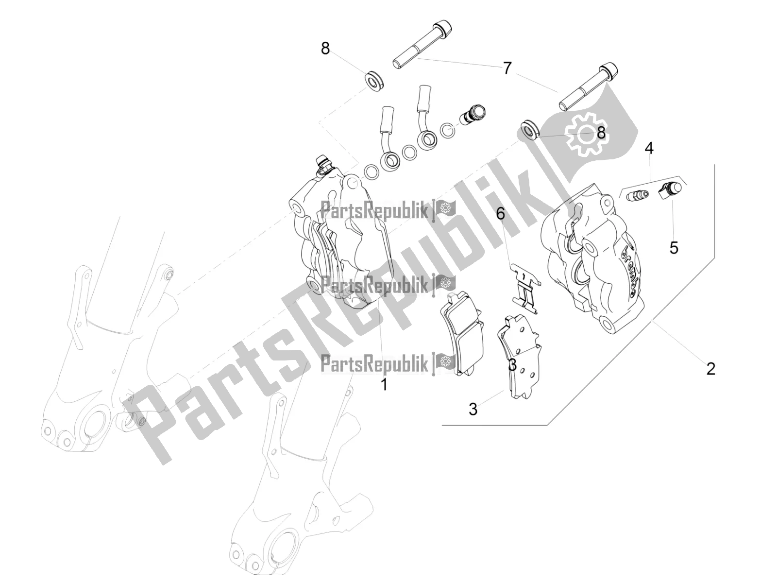 Todas las partes para Pinza De Freno Delantero de Aprilia RSV4 1100 Factory ABS USA 2022