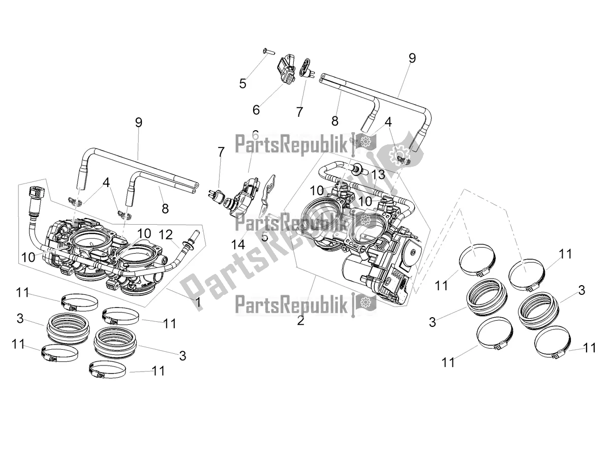 Alle Teile für das Drosselklappengehäuse des Aprilia RSV4 1100 Factory ABS USA 2022