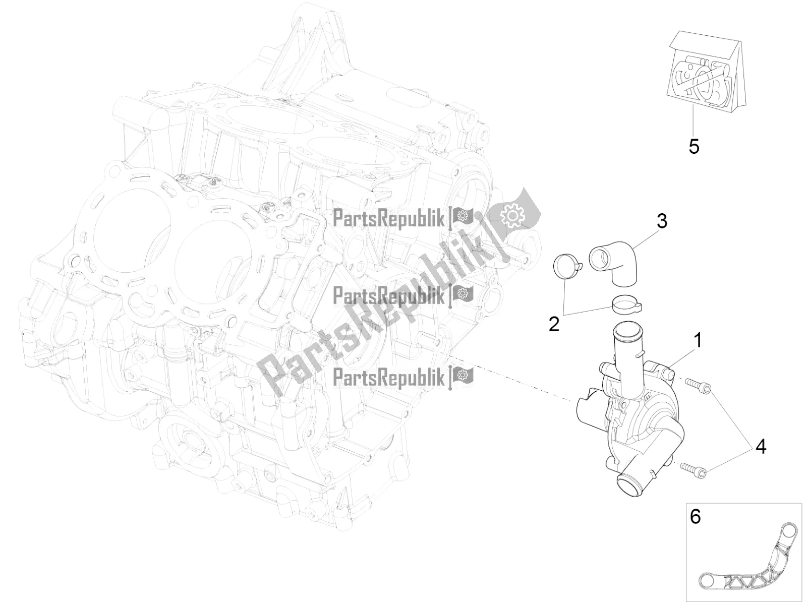 All parts for the Water Pump of the Aprilia RSV4 1100 Factory ABS USA 2022