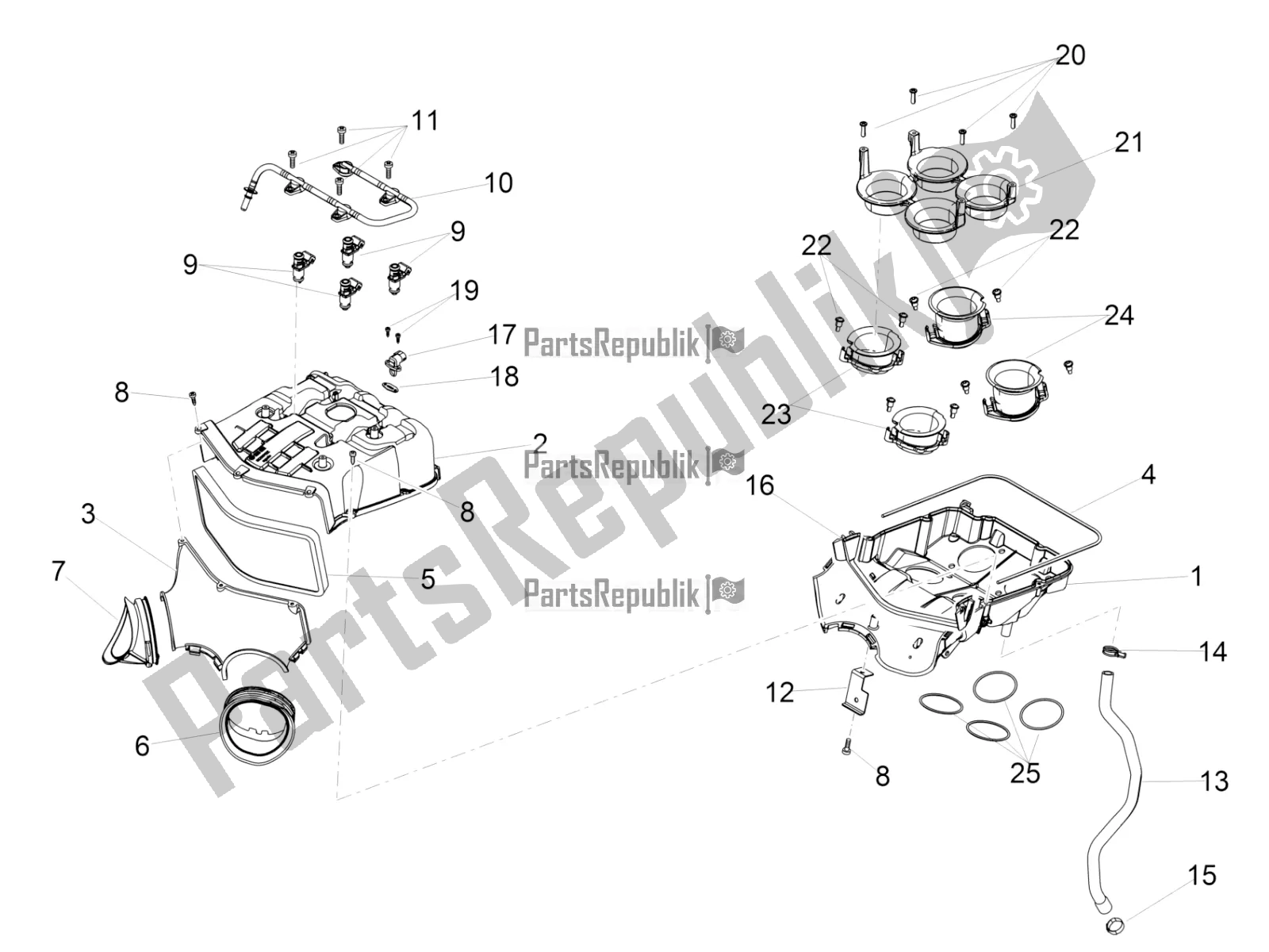 All parts for the Air Box of the Aprilia RSV4 1100 Racing Factory ABS 2019