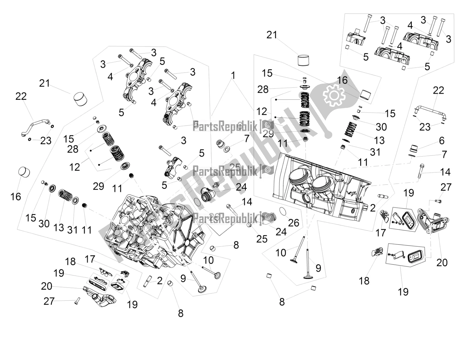 Toutes les pièces pour le Culasse - Soupapes du Aprilia RSV4 1100 Racing Factory ABS 2019