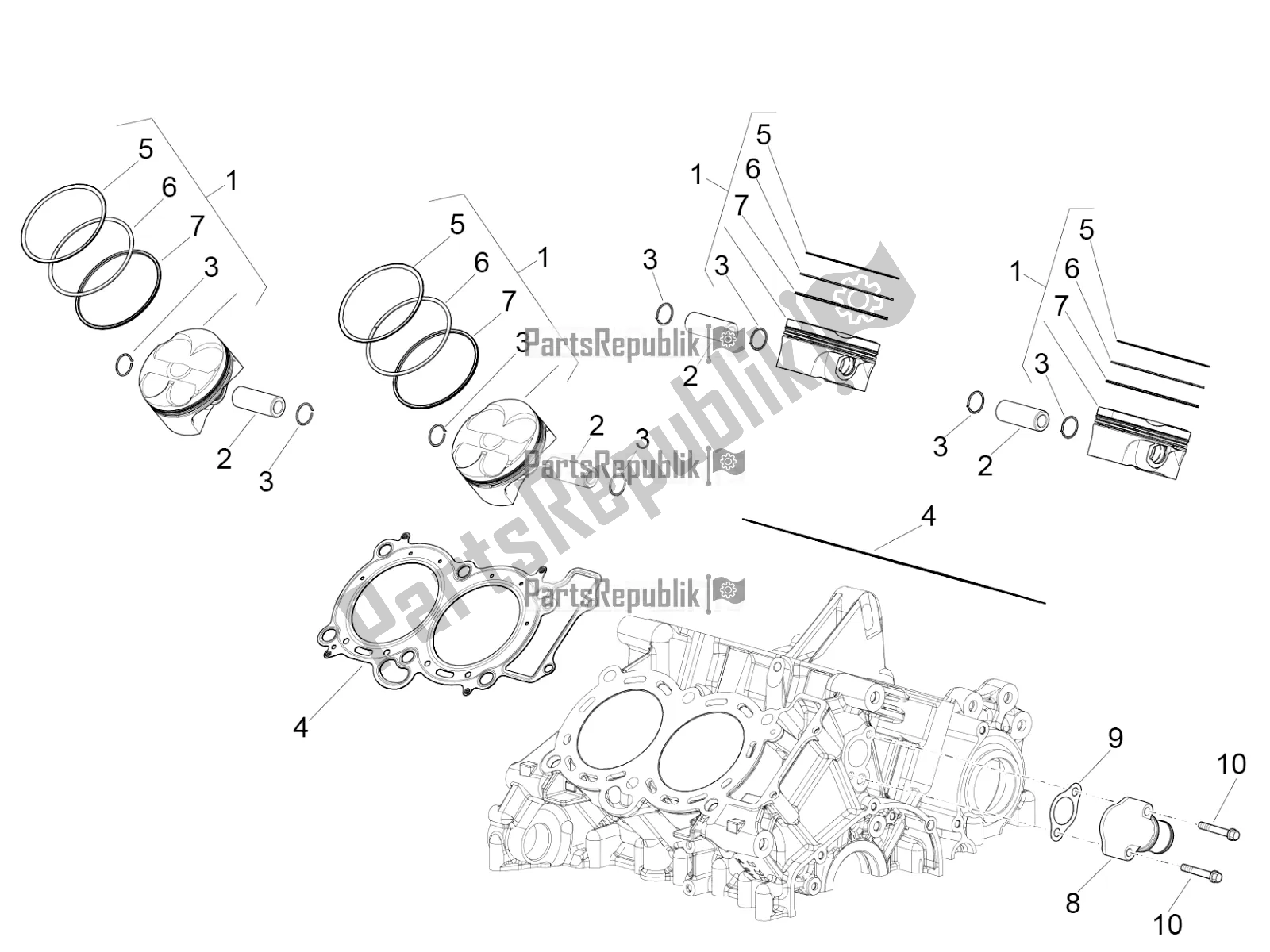 Tutte le parti per il Cilindro - Pistone del Aprilia RSV4 1100 Racing Factory ABS 2019