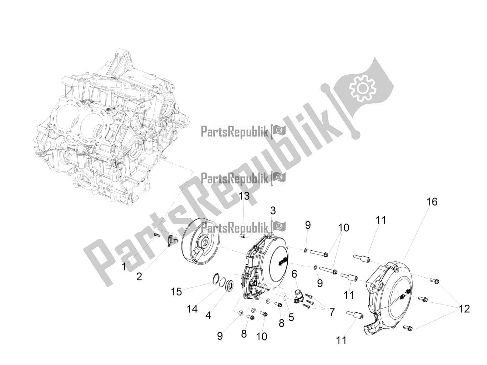 All parts for the Flywheel Cover of the Aprilia RSV4 1100 Racing Factory ABS 2019