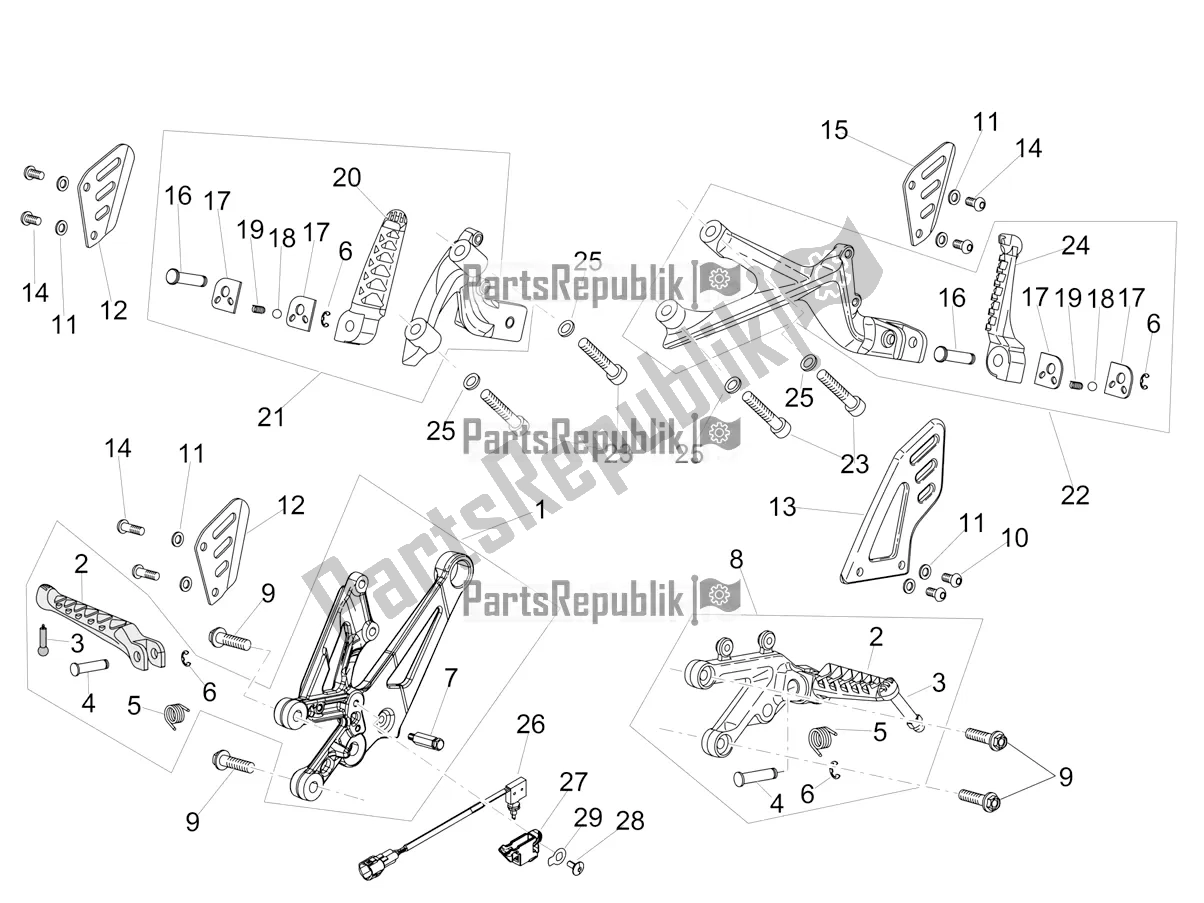 Tutte le parti per il Poggiapiedi del Aprilia RSV4 1100 Racing Factory ABS 2019