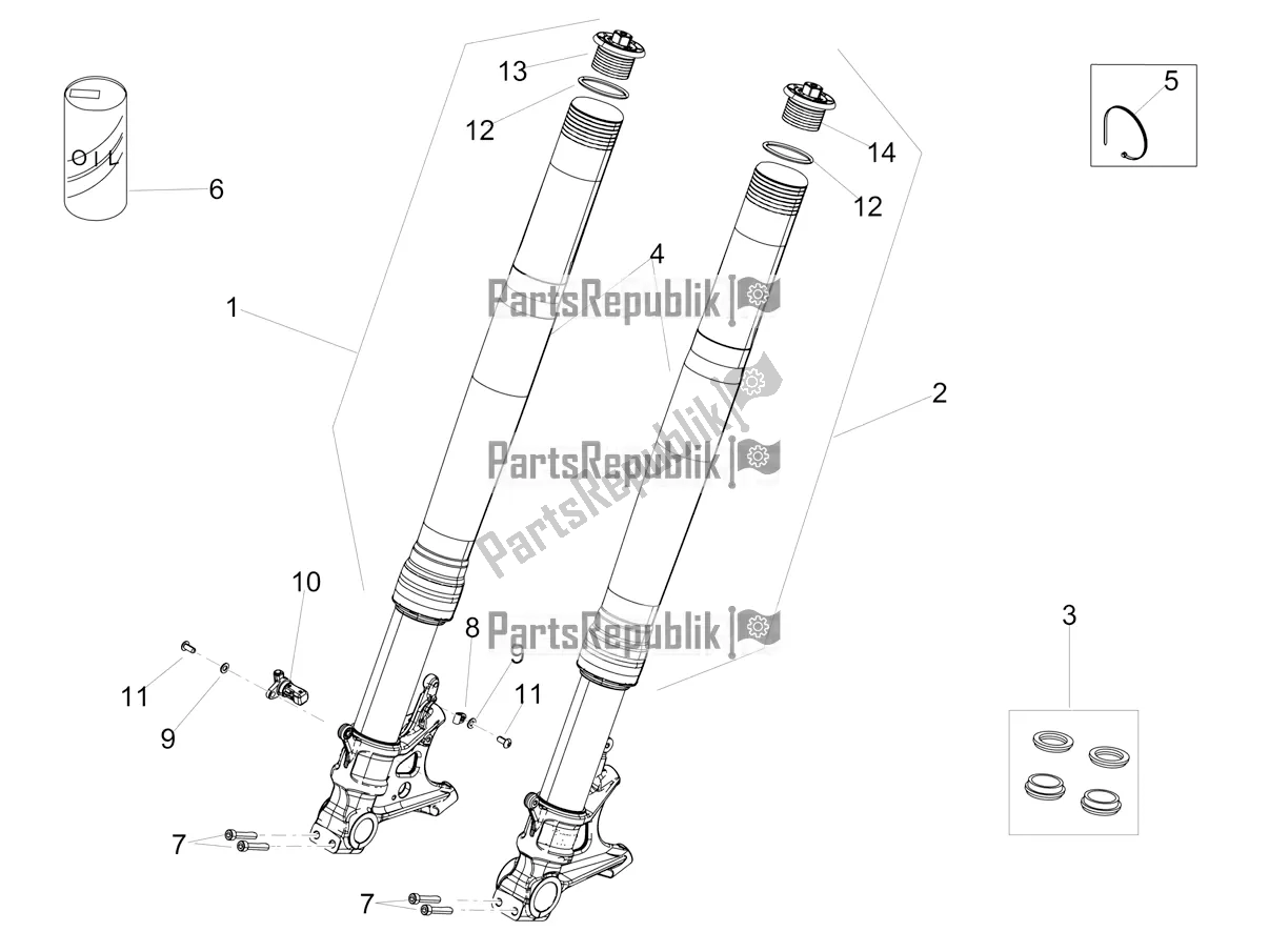 All parts for the Front Fork Ohlins of the Aprilia RSV4 1100 Racing Factory ABS 2019