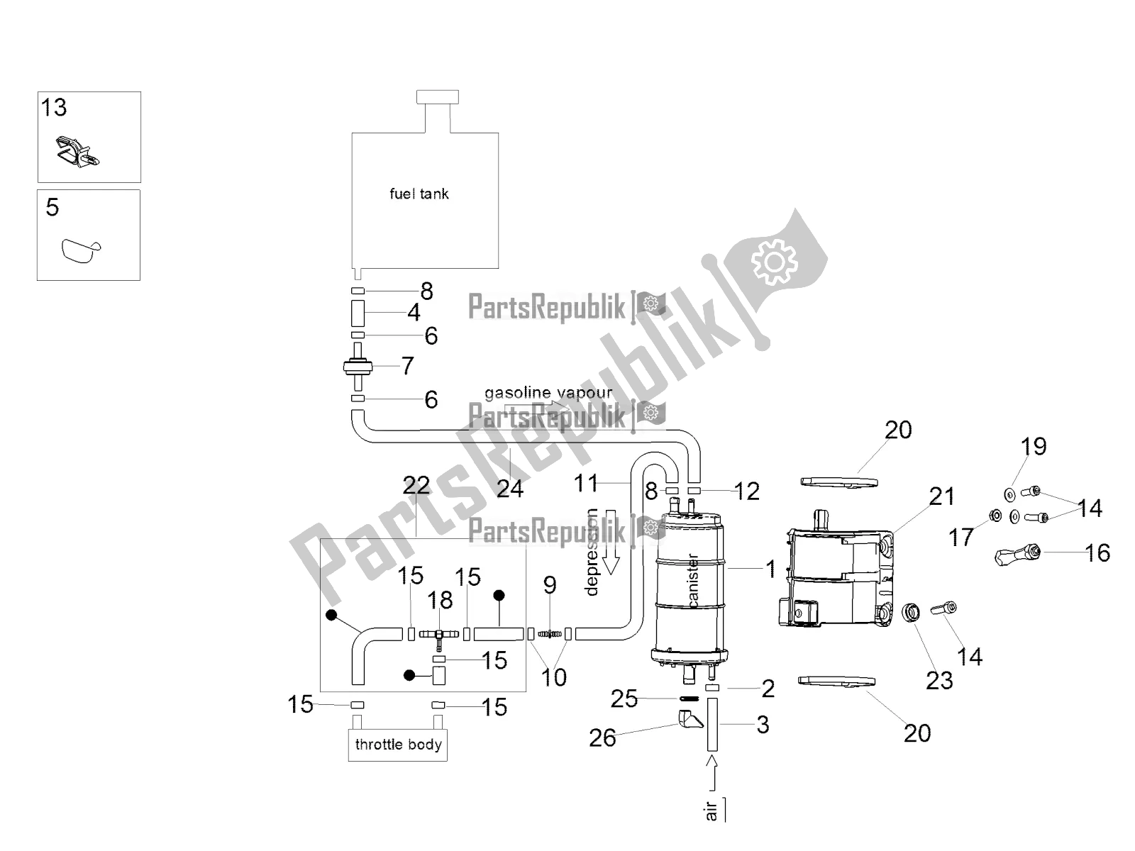 Wszystkie części do System Odzyskiwania Oparów Paliwa Aprilia RSV4 1100 Racing Factory ABS 2019