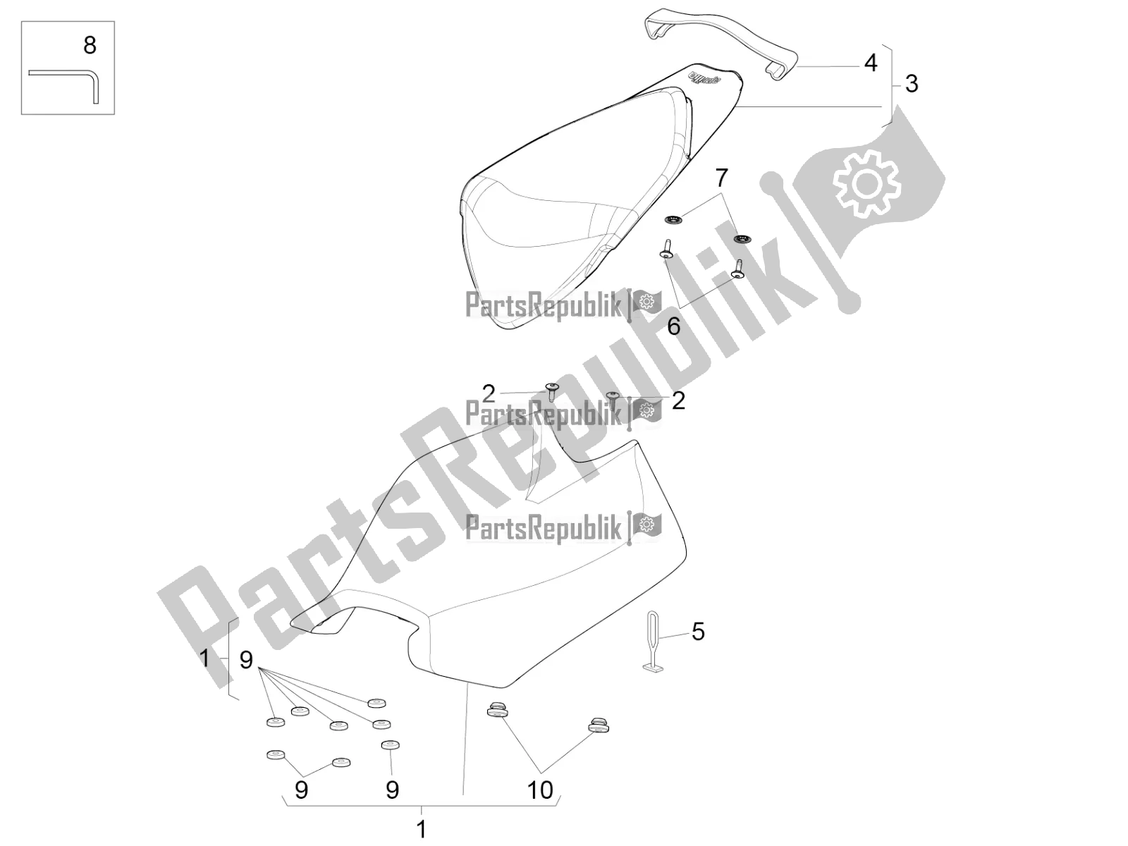 Alle onderdelen voor de Zadel van de Aprilia RSV4 1100 Racing Factory ABS 2019