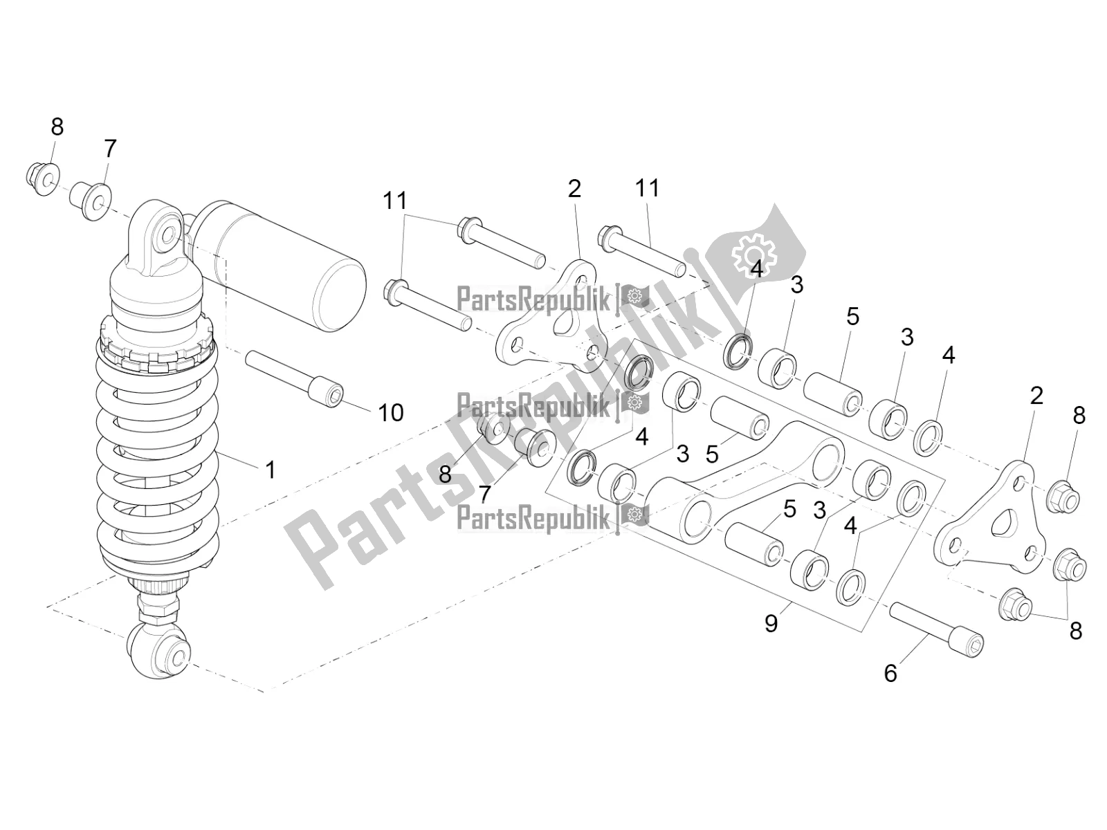 All parts for the Shock Absorber of the Aprilia RSV4 1100 Racing Factory ABS 2019