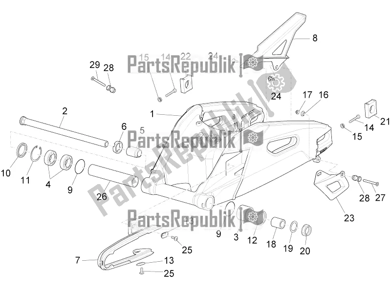 Tutte le parti per il Forcellone del Aprilia RSV4 1100 Racing Factory ABS 2019