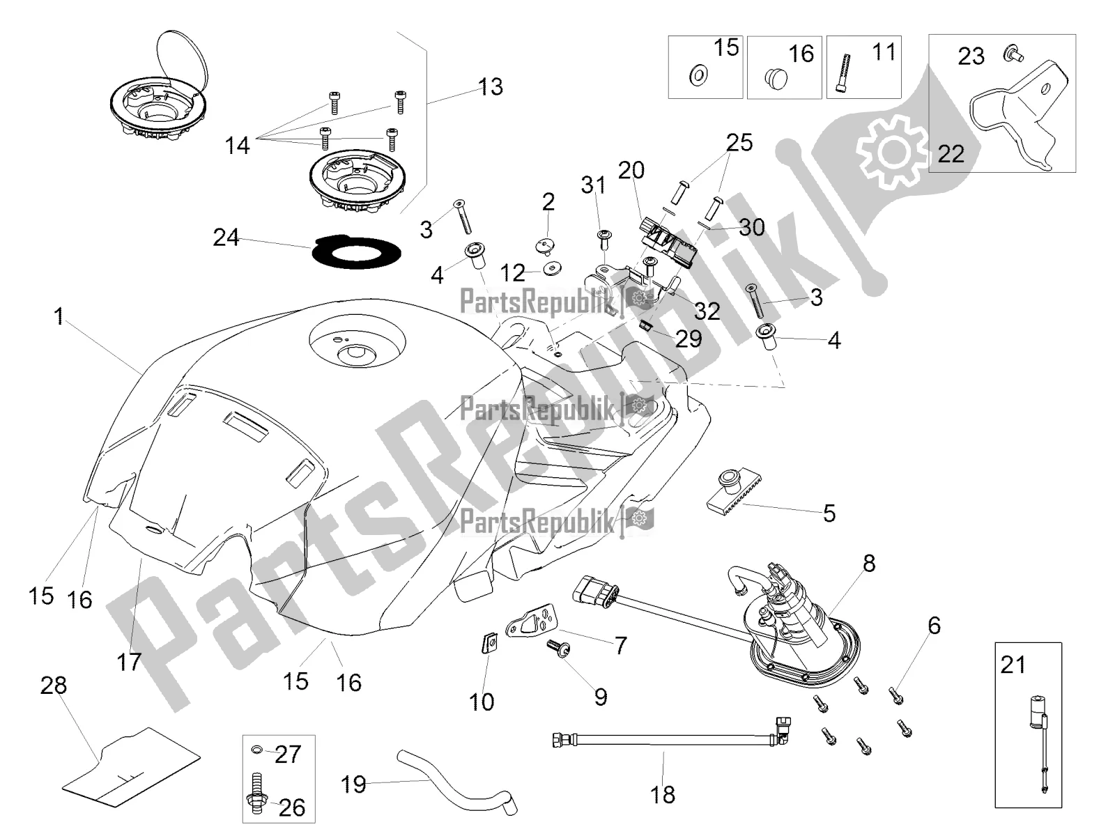Todas as partes de Tanque De Combustível do Aprilia RSV4 1100 Racing Factory ABS 2020