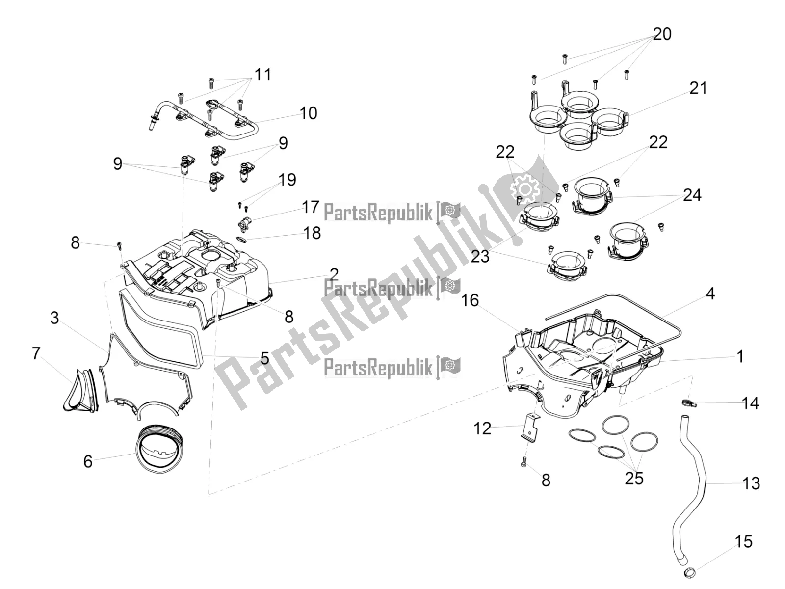 All parts for the Air Box of the Aprilia RSV4 1100 Racing Factory ABS Apac 2019