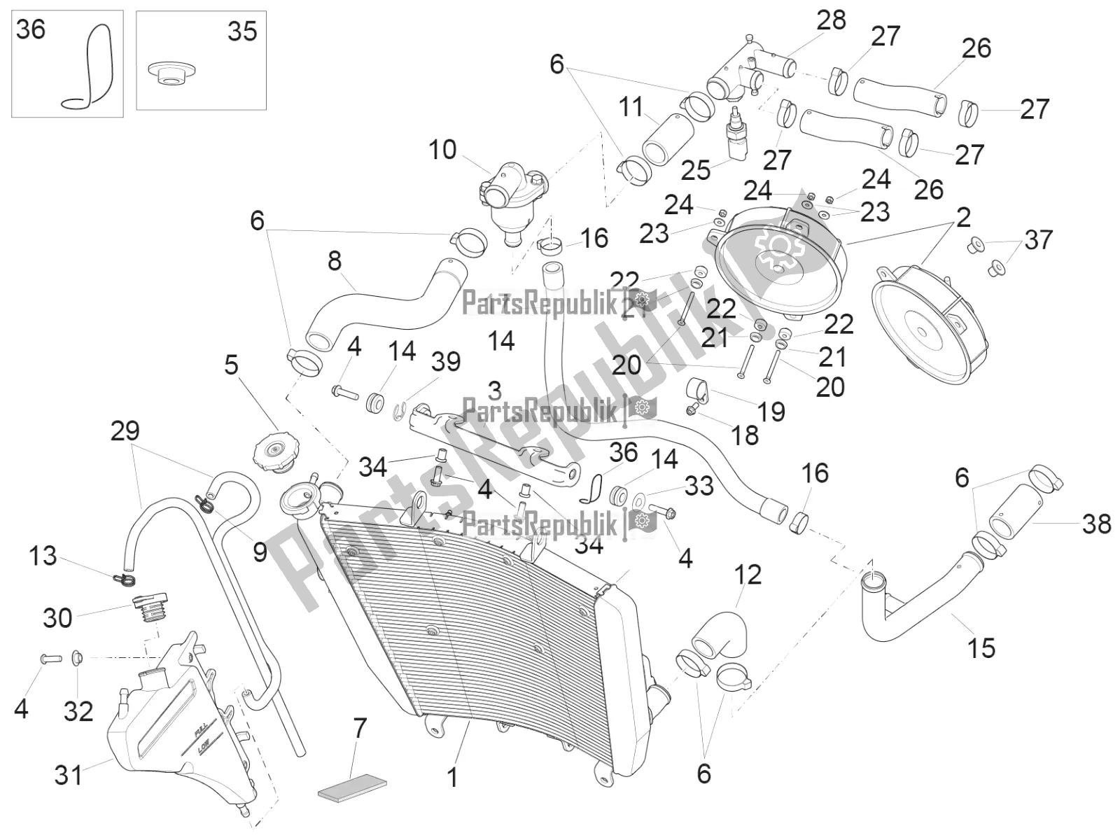 Toutes les pièces pour le Système De Refroidissement du Aprilia RSV4 1100 Racing Factory ABS Apac 2019