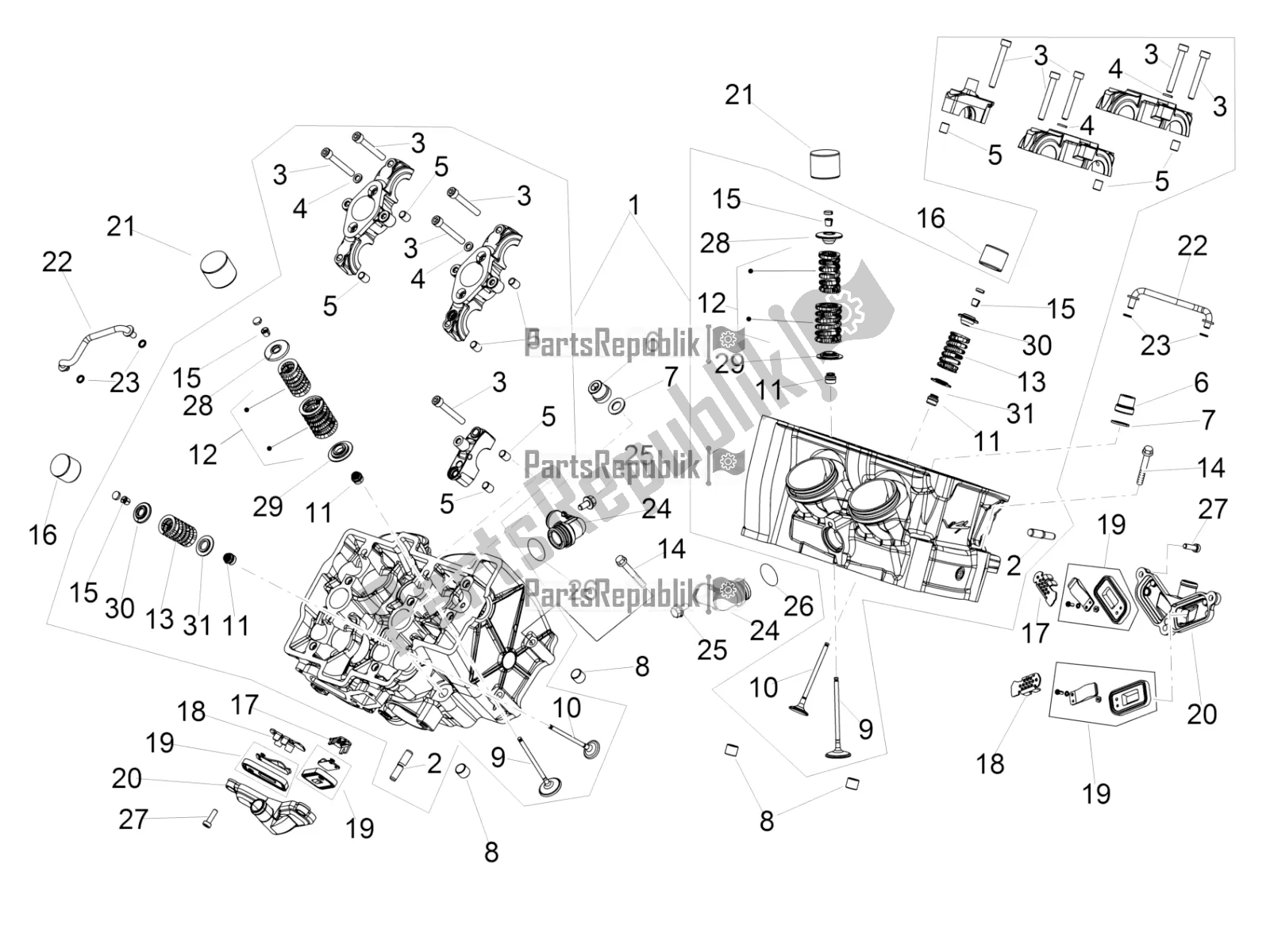 All parts for the Cylinder Head - Valves of the Aprilia RSV4 1100 Racing Factory ABS Apac 2019