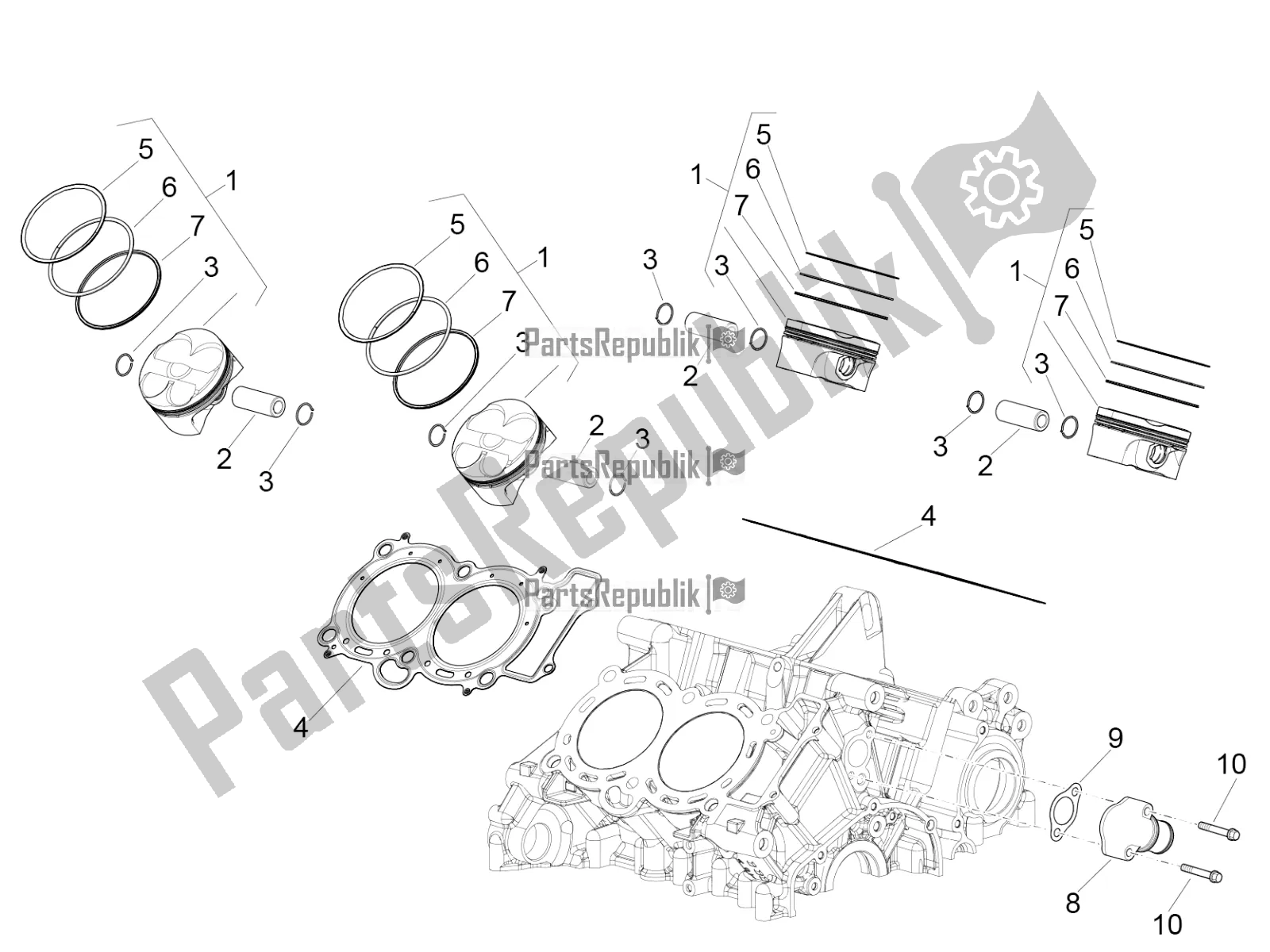 Alle onderdelen voor de Cilinder - Zuiger van de Aprilia RSV4 1100 Racing Factory ABS Apac 2019