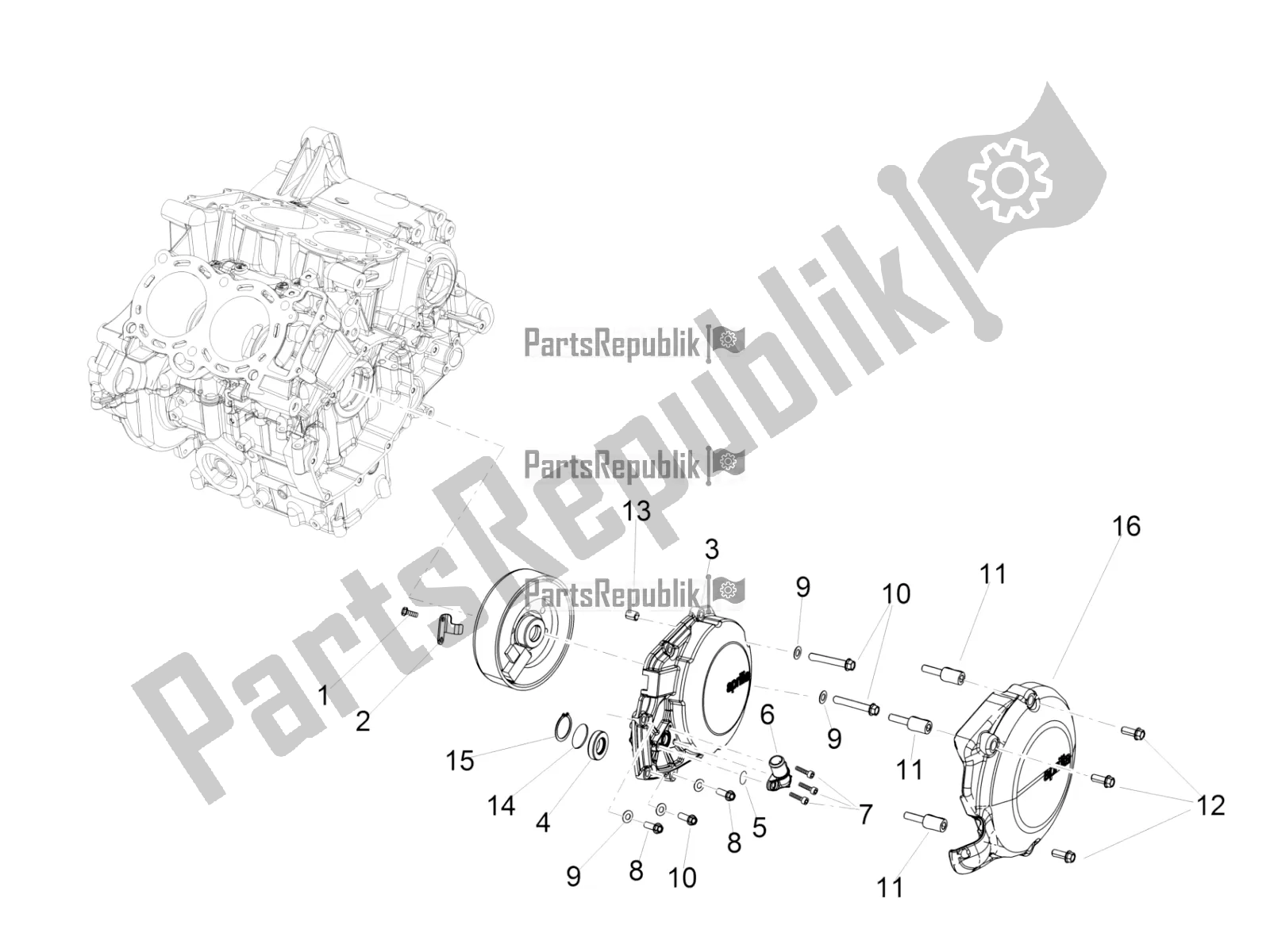 All parts for the Flywheel Cover of the Aprilia RSV4 1100 Racing Factory ABS Apac 2019