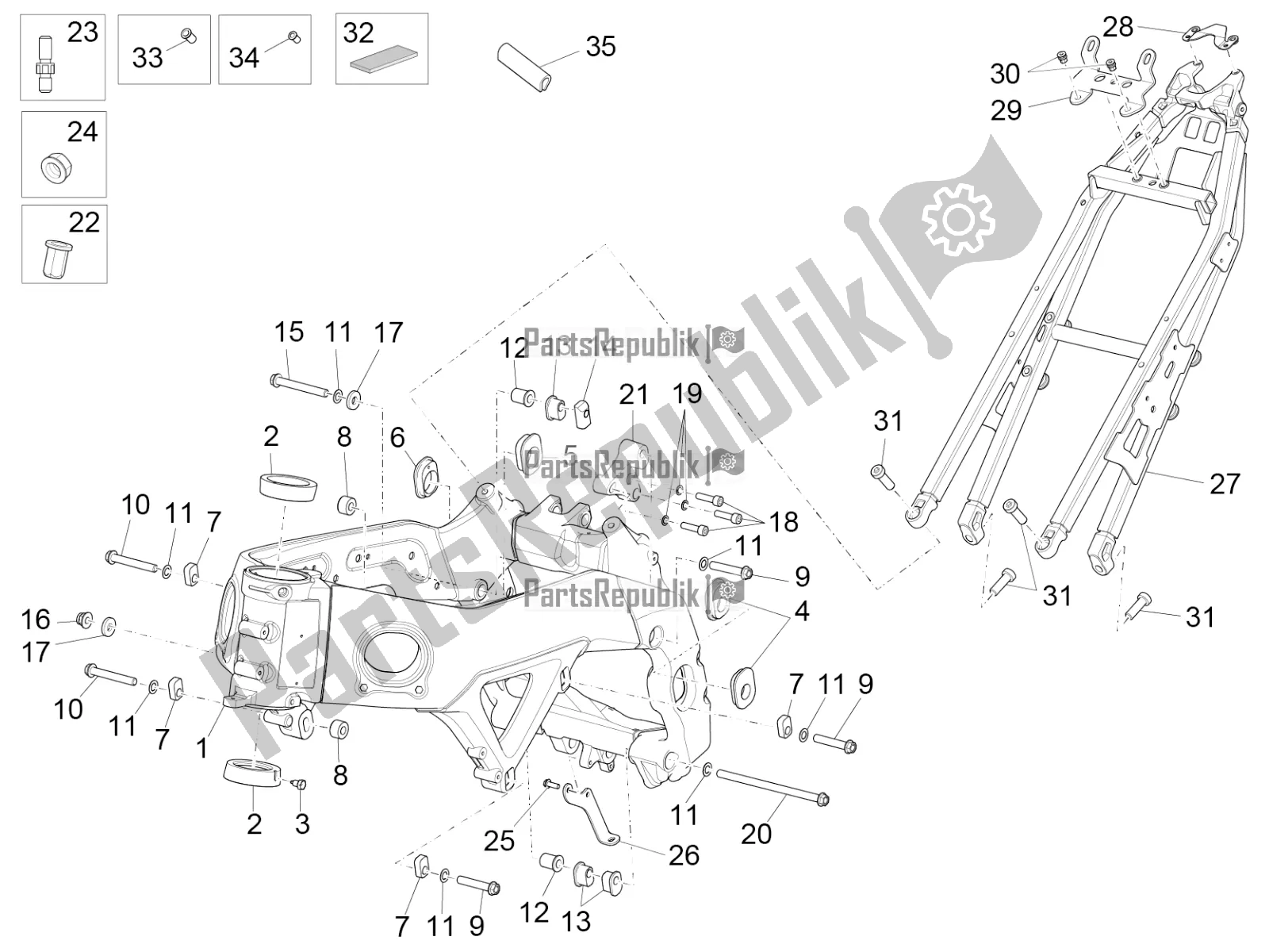 Todas as partes de Quadro, Armação do Aprilia RSV4 1100 Racing Factory ABS Apac 2019