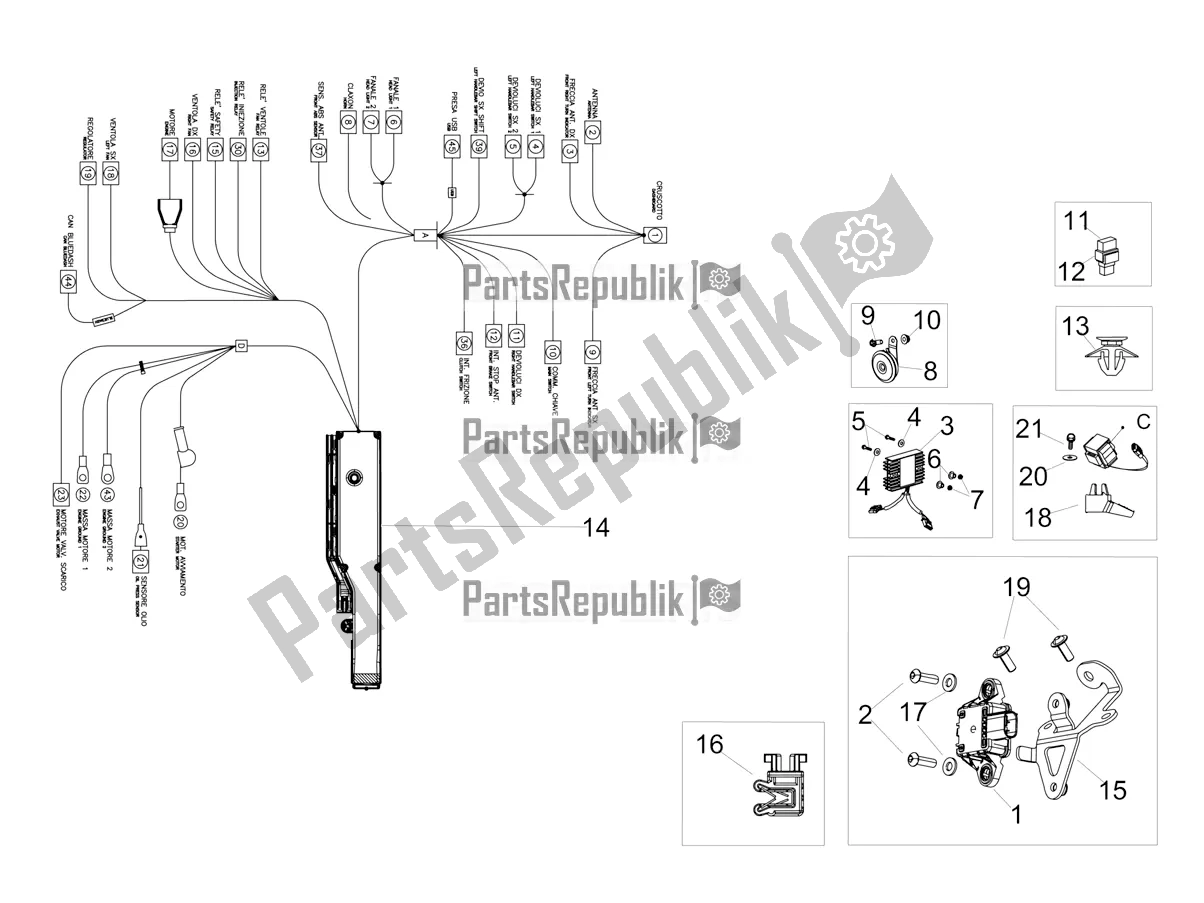 Todas las partes para Sistema Eléctrico Frontal de Aprilia RSV4 1100 Racing Factory ABS Apac 2019