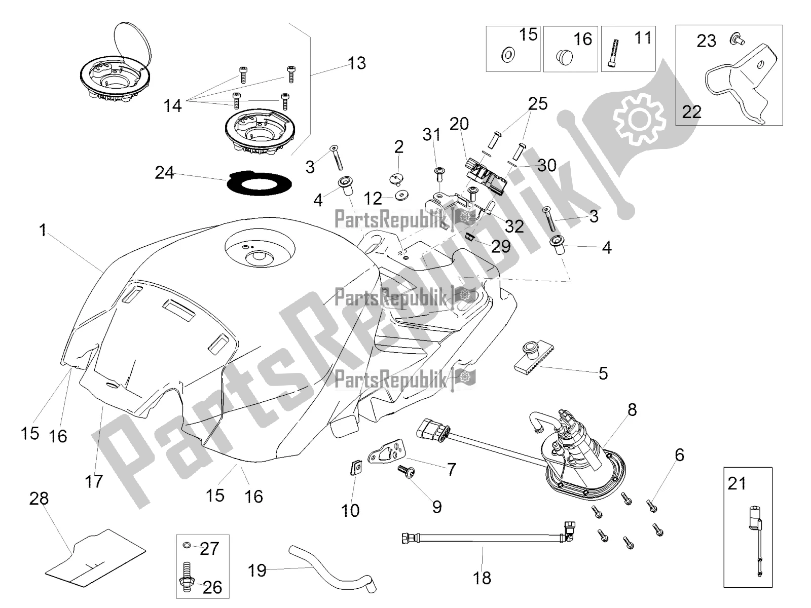 Alle Teile für das Treibstofftank des Aprilia RSV4 1100 Racing Factory ABS Apac 2019